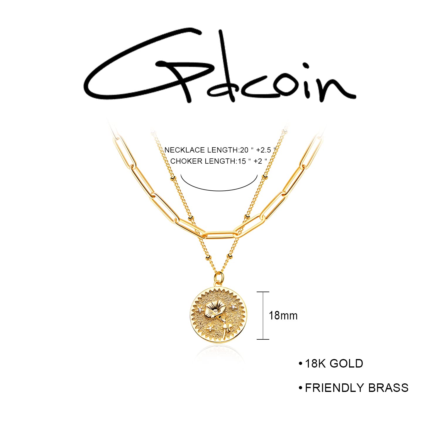 18K Gold Plated Custom Birth Flower Necklace for Women - Personalized Double Layered Engraved Floral Pendant Dainty Jewelry - Perfect Gift for Birthday, Anniversary & Mother's Day