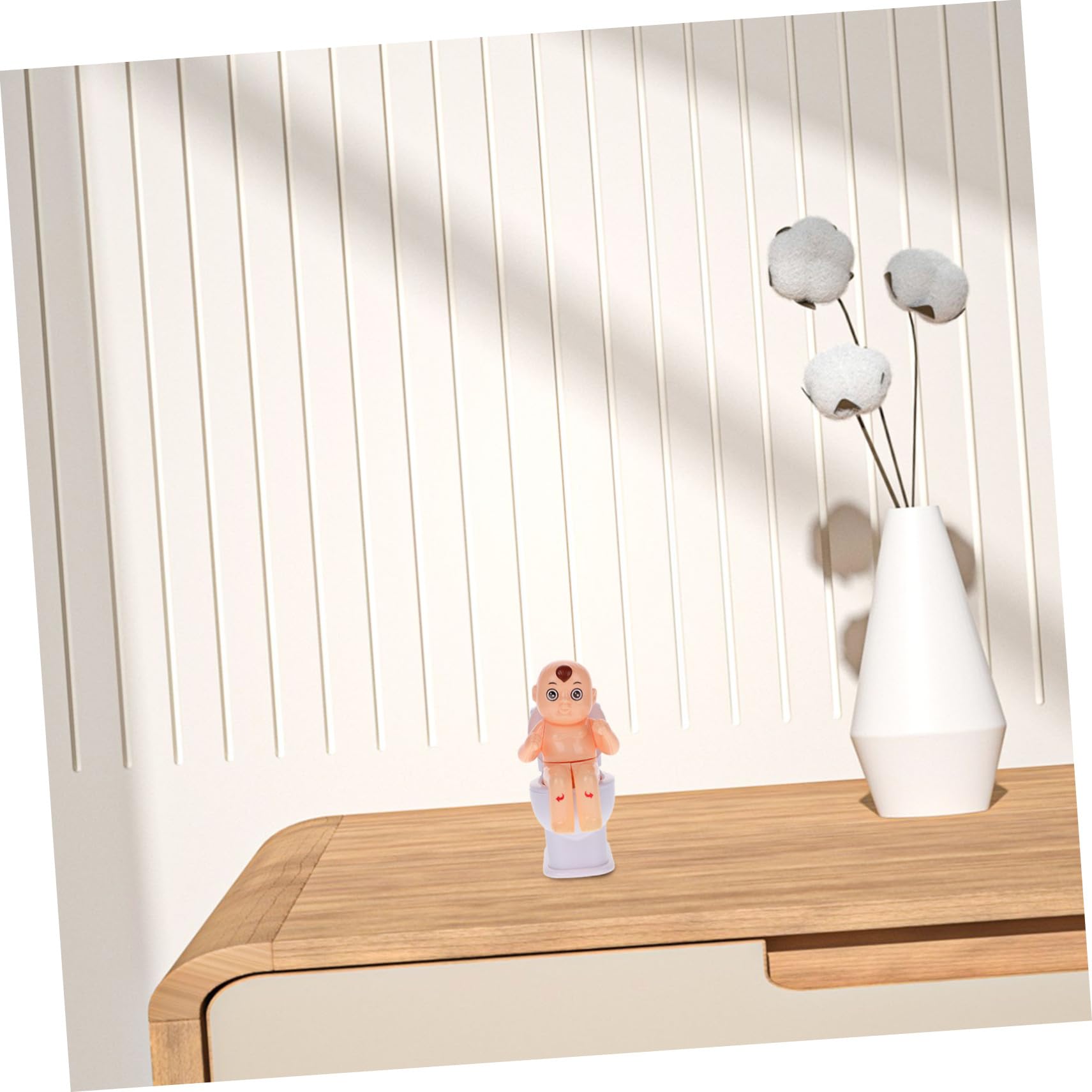 Funny Toilet Doll Toy - Water Spray & Squirting Prank Toy - White Plastic Bathroom Prank Gadget for Parties & Practical Jokes