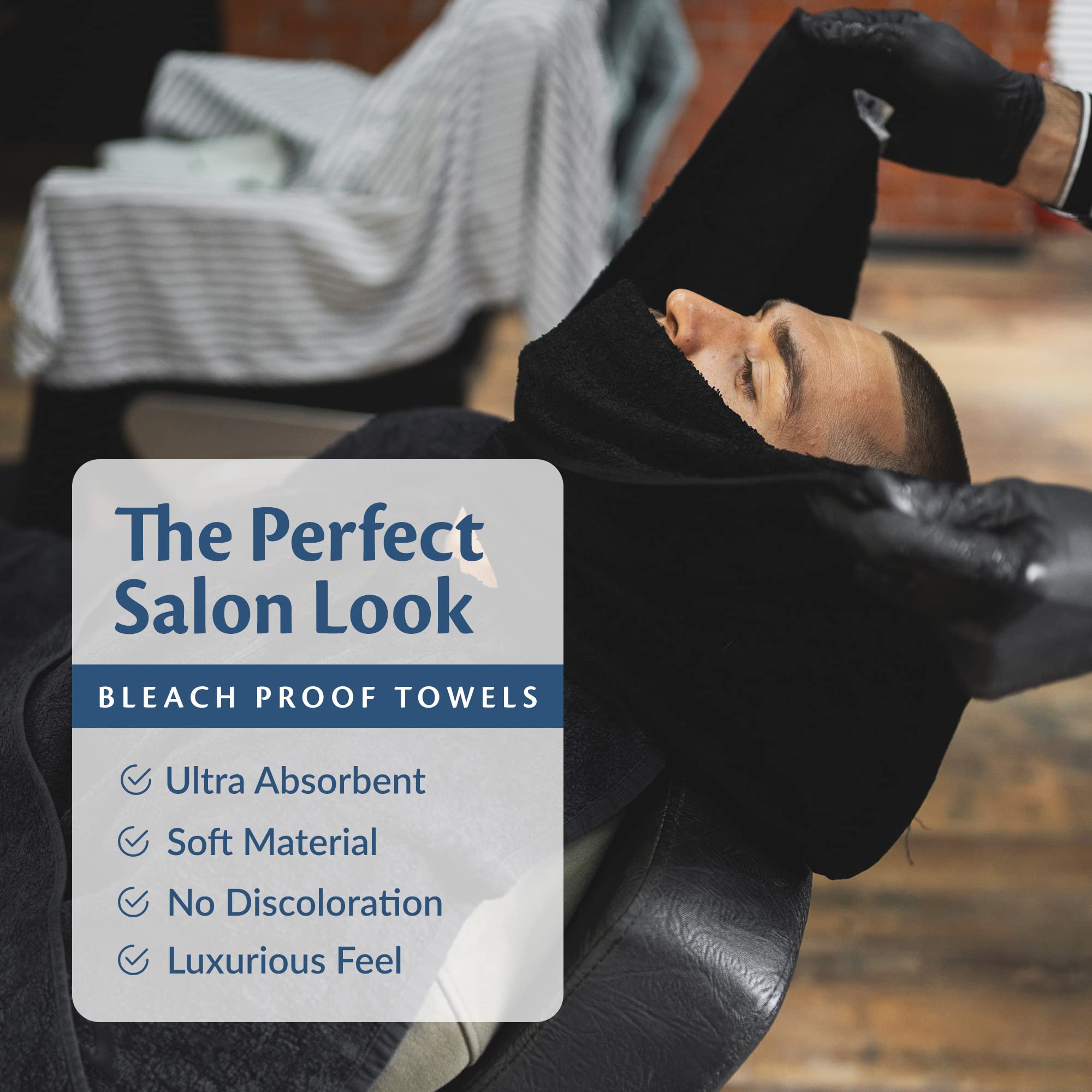 48 Pack Black Bleach Proof Towels - 100% Cotton 16