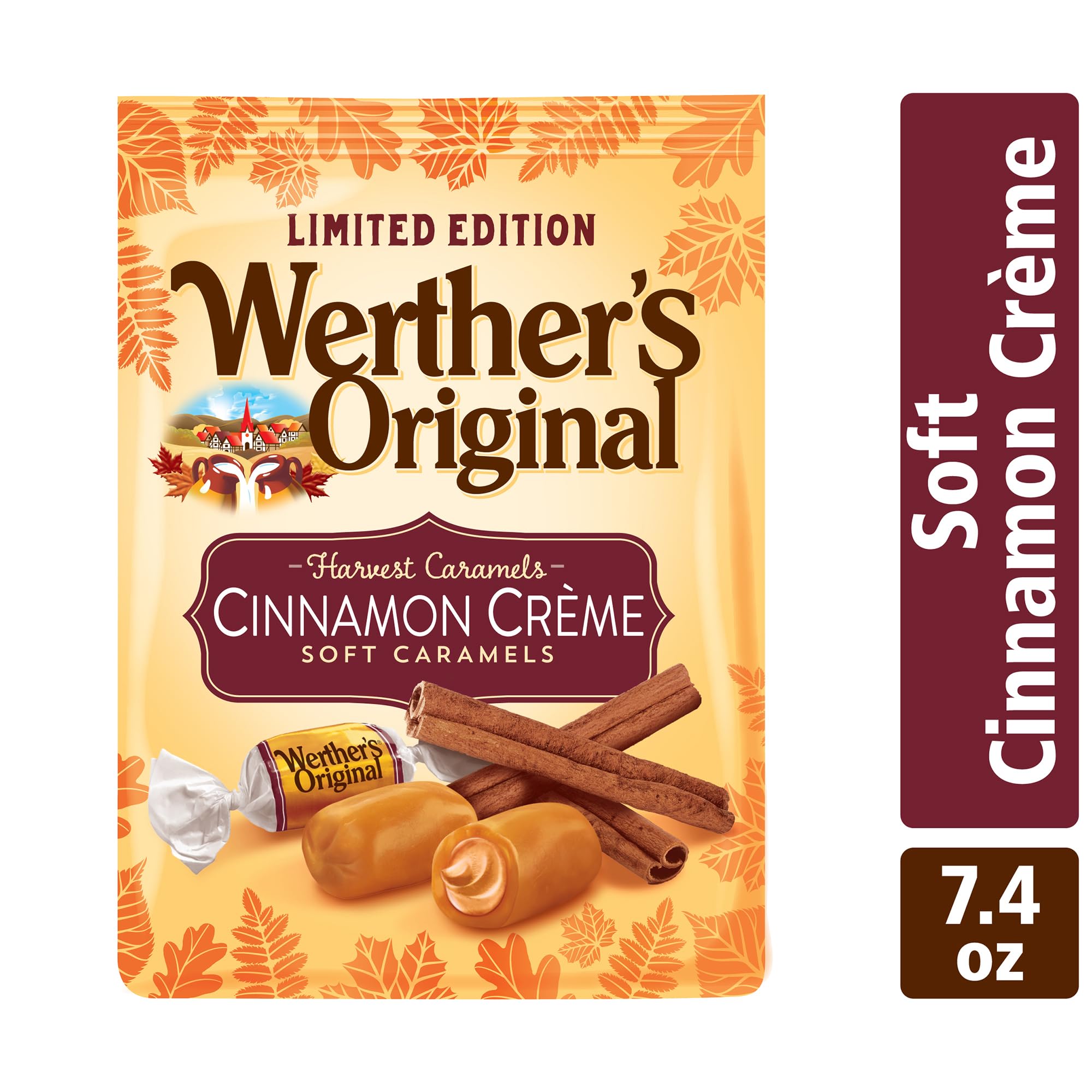 Werthers Original Cinnamon Creme Flavored Soft Caramels 2 Pack - Delicious Soft & Creamy Caramel Candies for Snacks, Gifts, Parties & Holiday Treats - Perfect for Halloween, Christmas & Office Desserts