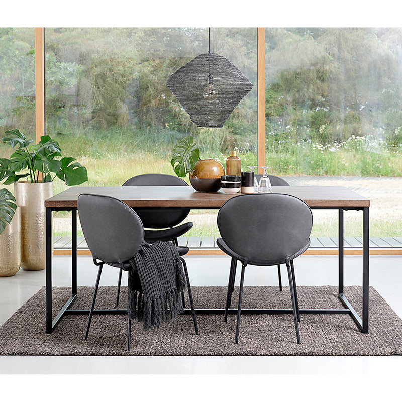 RIVOLI 70.8 Inch Dining Table - Smoked Oak & Black Finish - Modern Kitchen & Dining Room Furniture for Family Gatherings & Dinner Parties