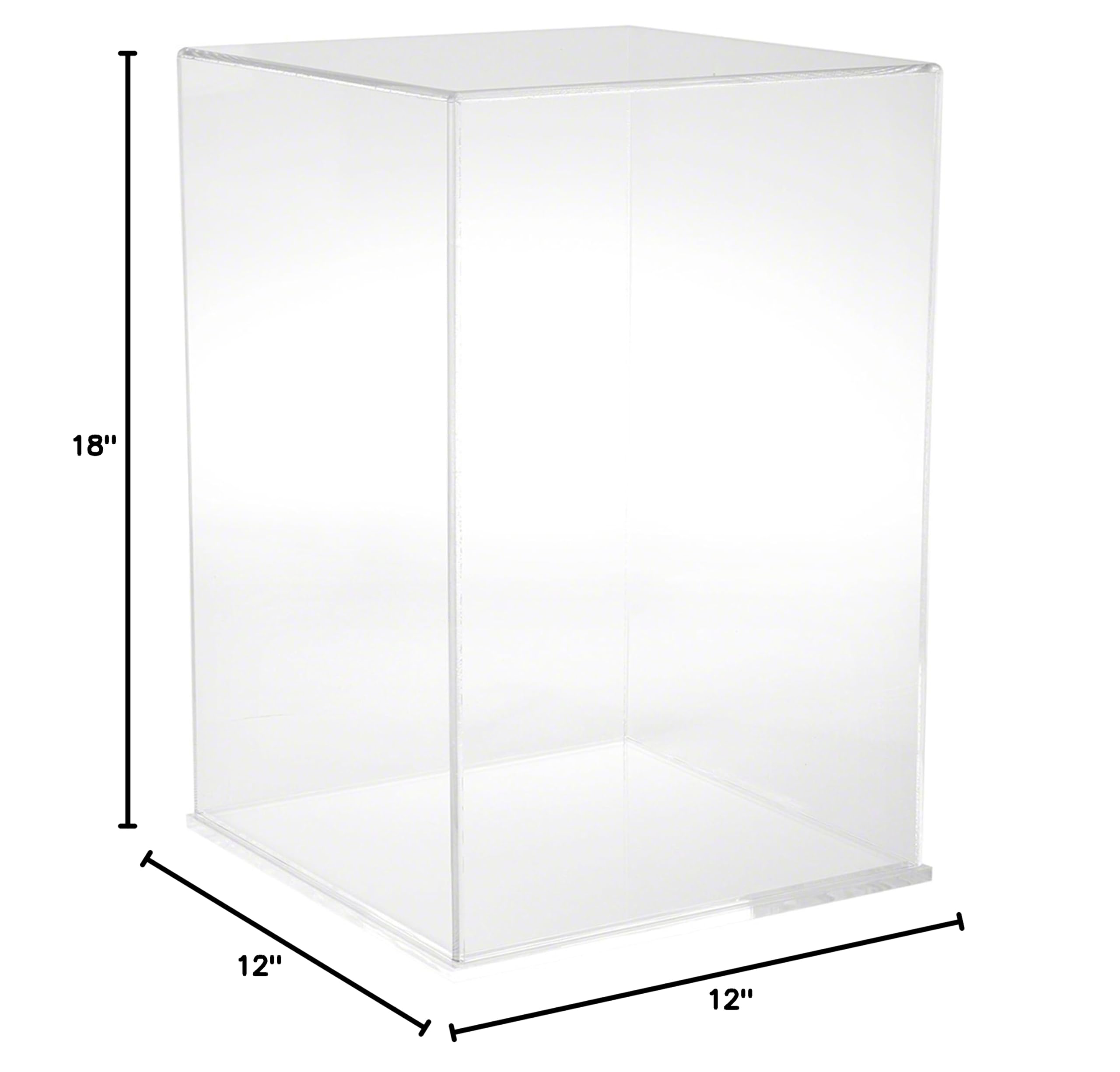 Plymor 12x12x18 Inch Clear Acrylic Display Case with Base - Perfect for Collectibles, Awards & Retail Merchandise Display