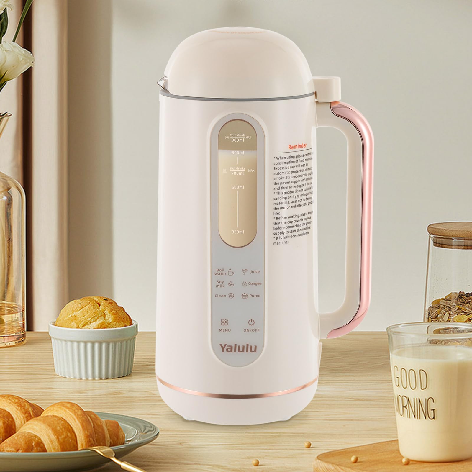 LYNICESHOP 6-in-1 Soy Milk Maker Machine - Automatic Nut Milk Maker for Almond, Soybean & More (30 oz) - Perfect for Vegan, Keto & Healthy Homemade Milk - Great for Breakfast, Smoothies & Plant-Based Diets