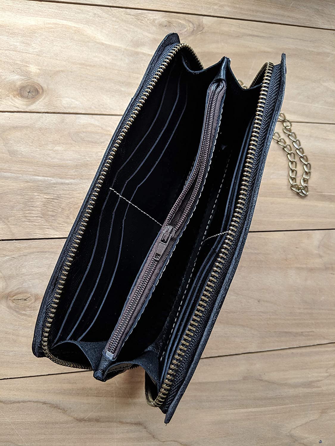 Handcrafted Genuine Leather Koi Fish Wallet - Long Biker Travel Wallet with Custom Carved & Painted Design - Personalized Embossed & Tooled Clutch for Men & Women - Perfect for Daily Use, Travel & Motorcycle Riders