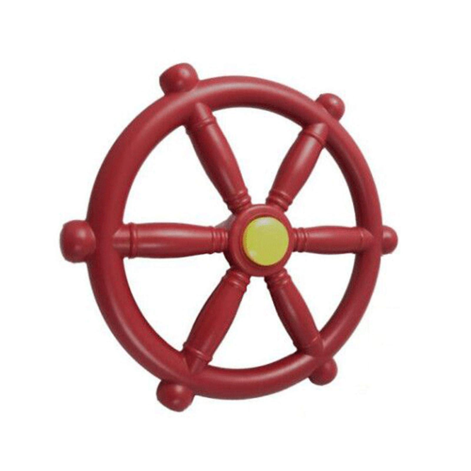 Yuhoo Pirate Ship Wheel for Kids - Outdoor Playhouse, Swing Set & Treehouse Accessory - Durable Playground Boat Steering Wheel (Red) - Perfect for Backyard Adventures & Imaginative Play