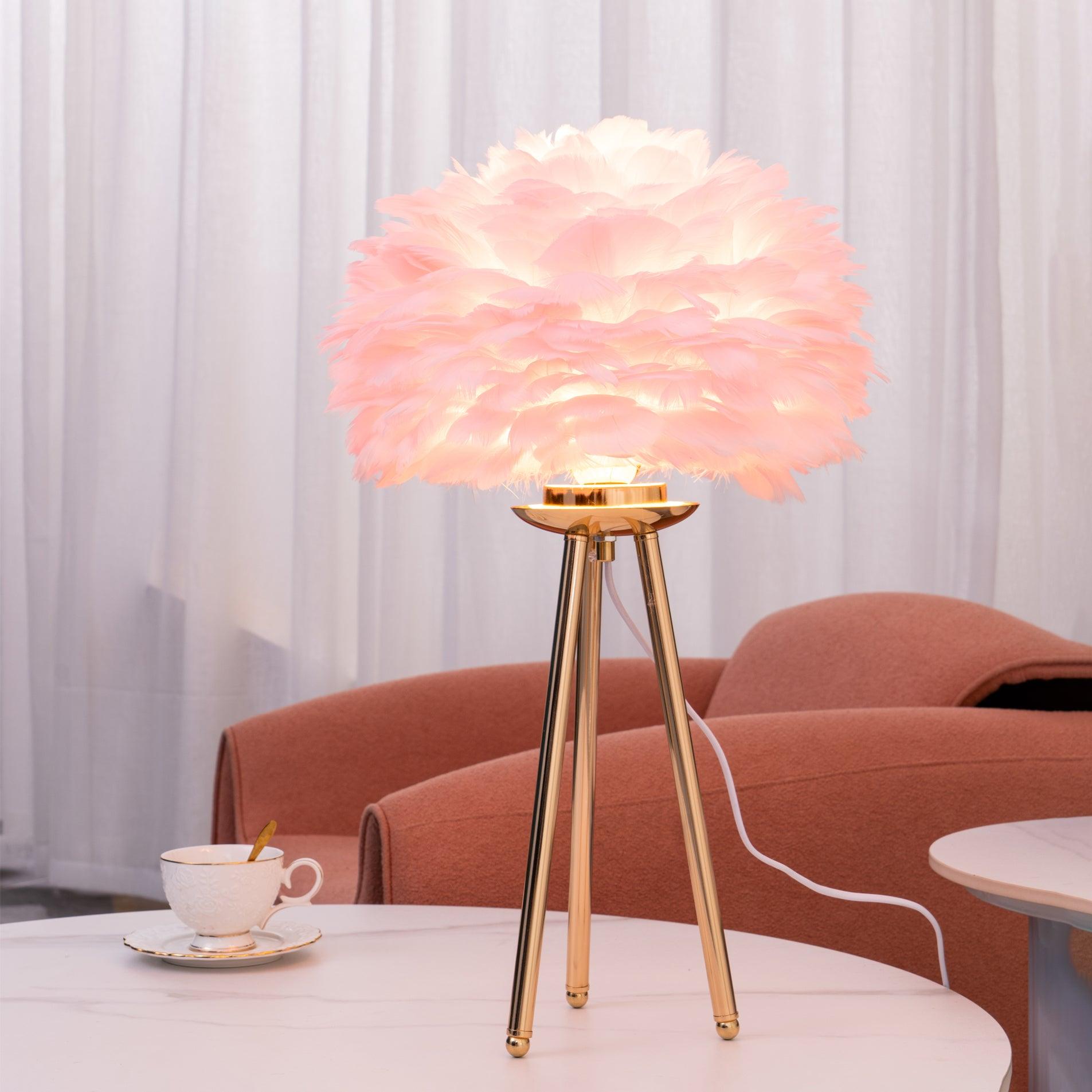 Elegant Goose Feather Table Lamp - Soft Warm White Light for Bedroom, Living Room & Office Decor - Perfect for Relaxation & Cozy Ambience