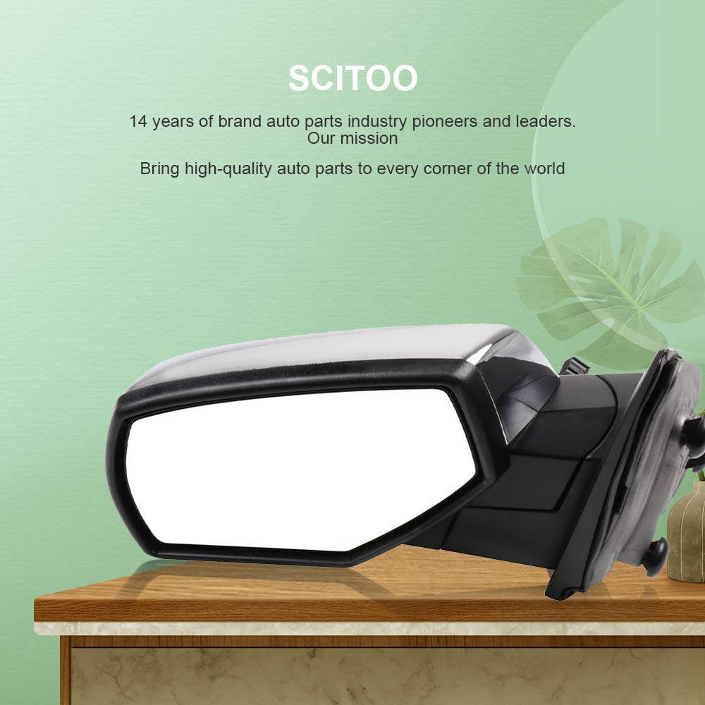 SCITOO Power Heated Side View Mirror Replacement for 2014-2018 Chevy Silverado 1500 & 2014-2017 GMC Sierra 1500 - Driver Side Mirror with Adjustable Glass (Part# 22820378) - Perfect for Winter Driving and Enhanced Visibility