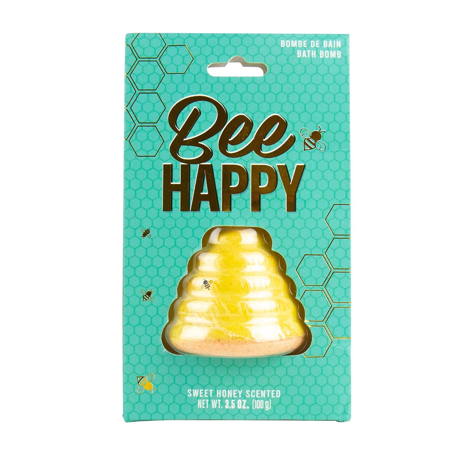 Bee Happy Bath Bomb - Sweet Honey Scented Relaxing Bath Soak for Stress Relief & Self Care | Perfect for Spa Nights, Gifts & Aromatherapy