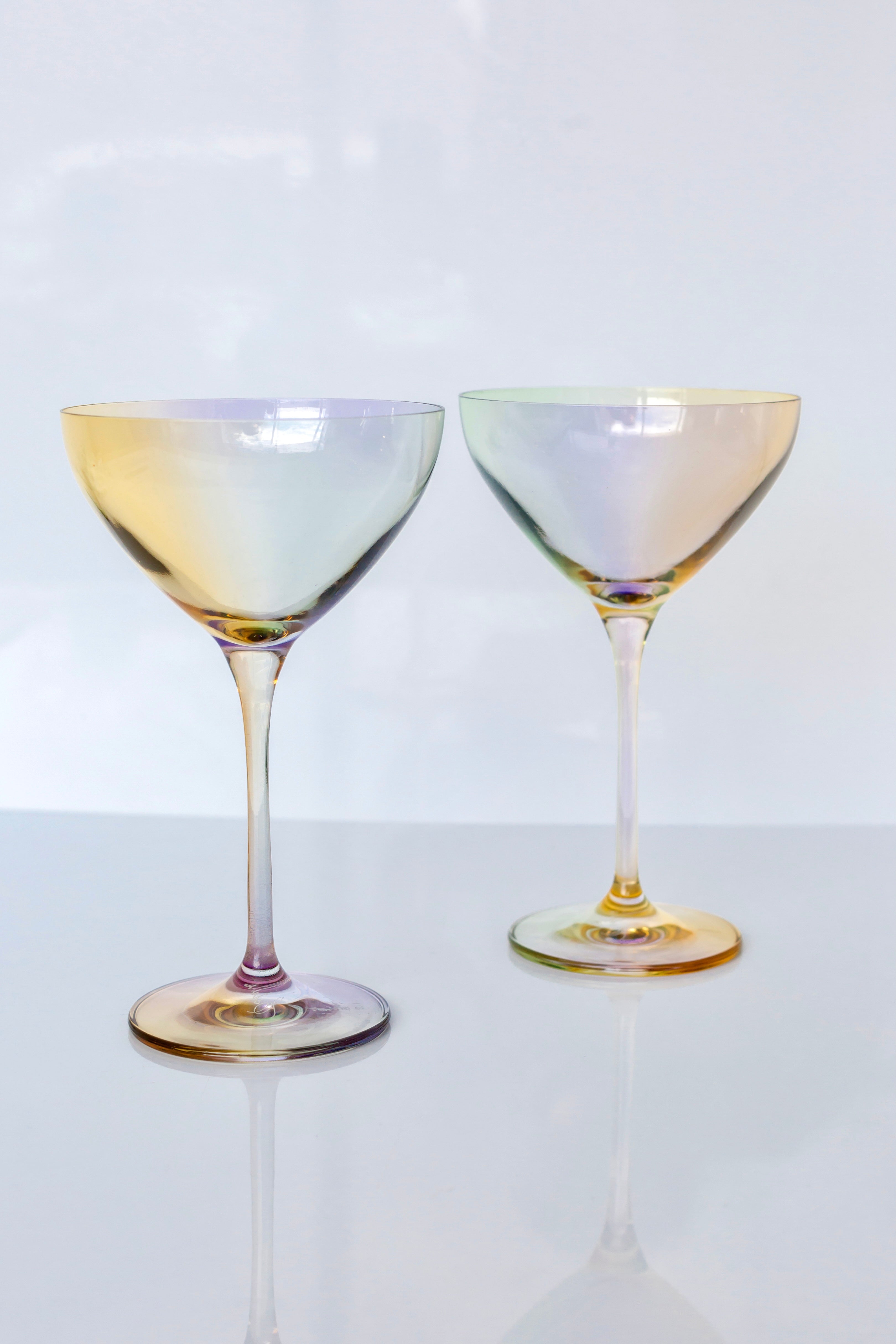Estelle Iridescent Colored Martini Glasses Set of 2 - Elegant Cocktail Glasses for Parties, Weddings & Home Bar Decor