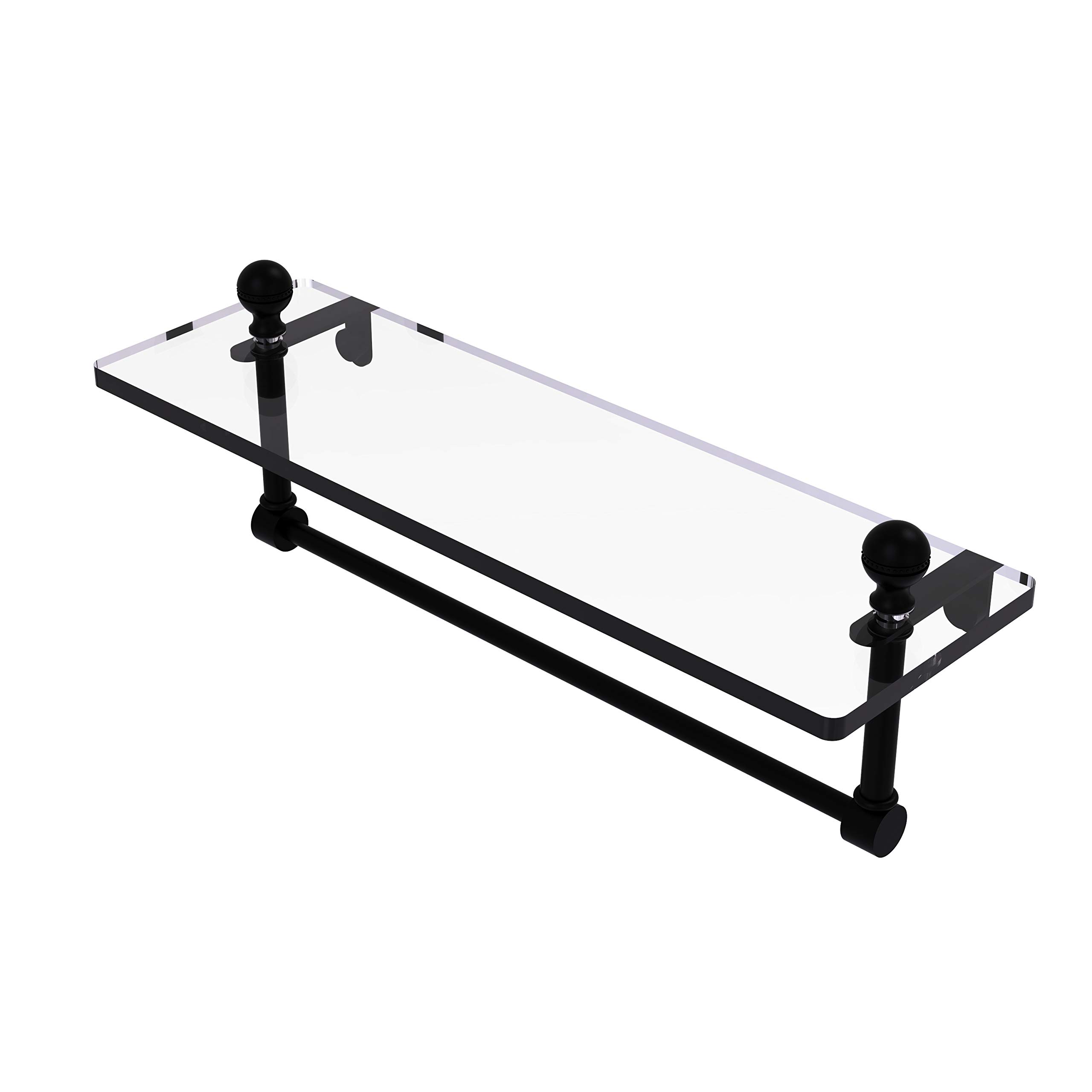 Allied Brass MA-1/16TB Mambo 16 Inch Bathroom Vanity Set with Integrated Towel Bar & Glass Shelf in Matte Black - Perfect for Modern Bathroom Organization & Luxury Spa Style