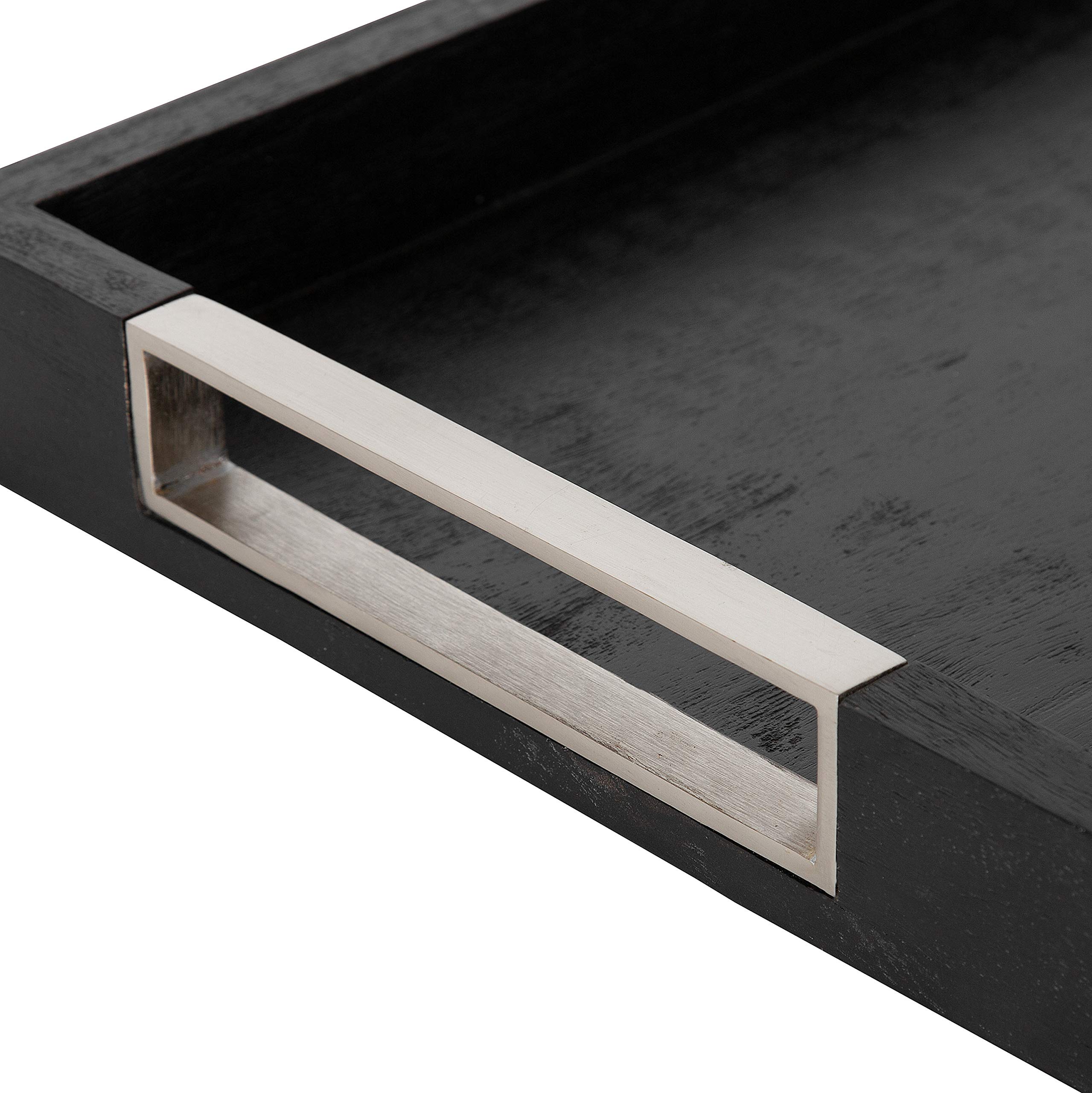 Kate & Laurel Heller Modern Black Wooden Tray - 12x16 Inch Rectangular Storage & Display Tray - Perfect for Home Decor, Coffee Table Centerpiece, and Organization