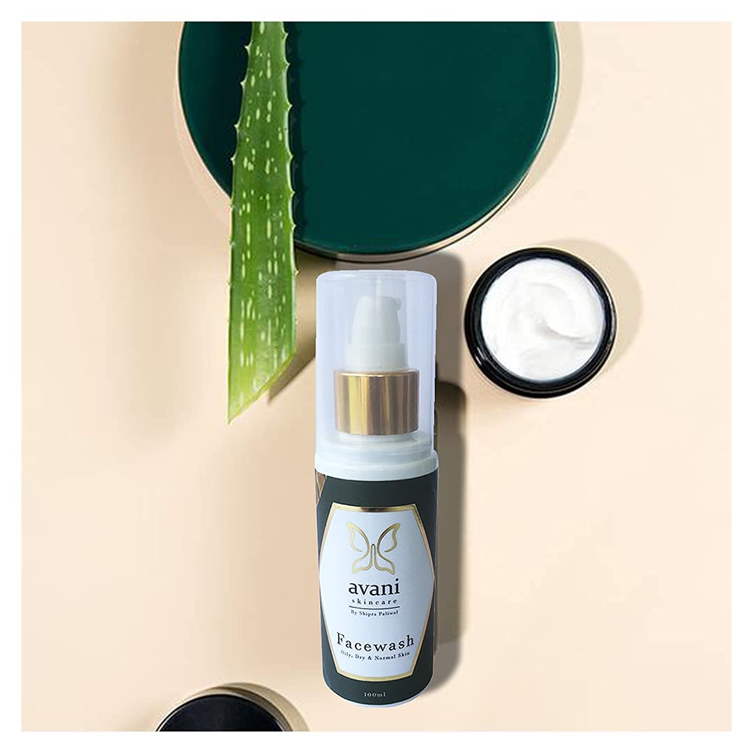 Avani Skincare Aloe Vera Face Wash for Acne & Pimple Control - Moisturizing Cleanser with Neem Oil | Paraben & Sulfate Free | 100ml | Gentle Daily Face Wash for Oily & Sensitive Skin | Perfect for Morning & Night Skincare Routine