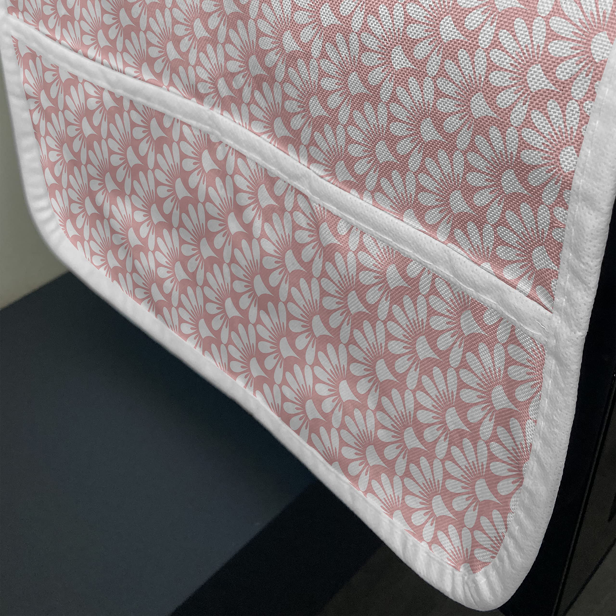 Ambesonne Art Deco Microwave Cover - Fish Scale Damask Floral Pattern, Waterproof Kitchen Organizer with Pockets, 36