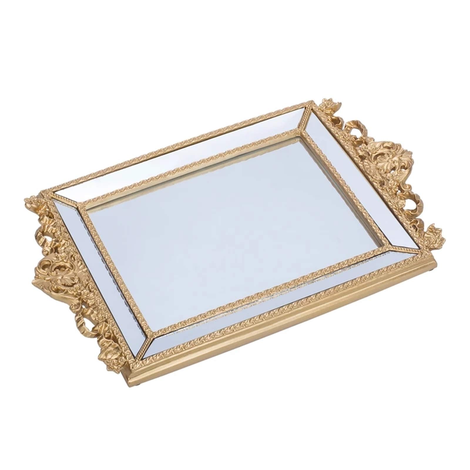 Gold Rectangular Mirror Serving Tray - 16.1