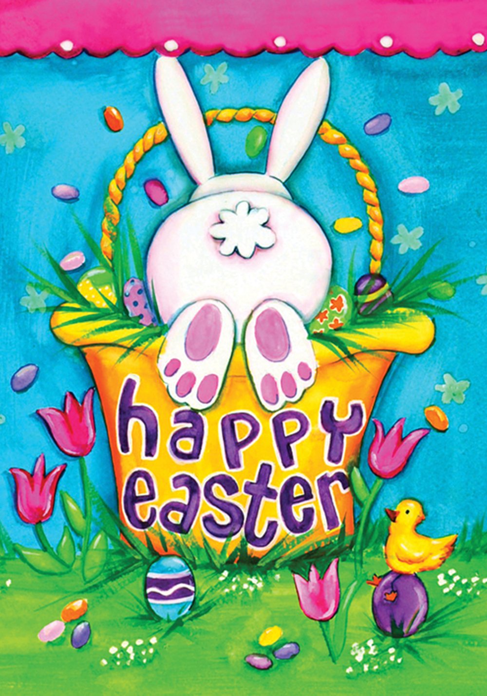 Toland Home Garden 102610 Bunny Tail Easter Flag - 28x40 Inch Double Sided Outdoor Decorative Flag for Spring, Yard, Garden, and House Decor | Perfect for Easter Celebrations, Front Porch, and Holiday Festivities