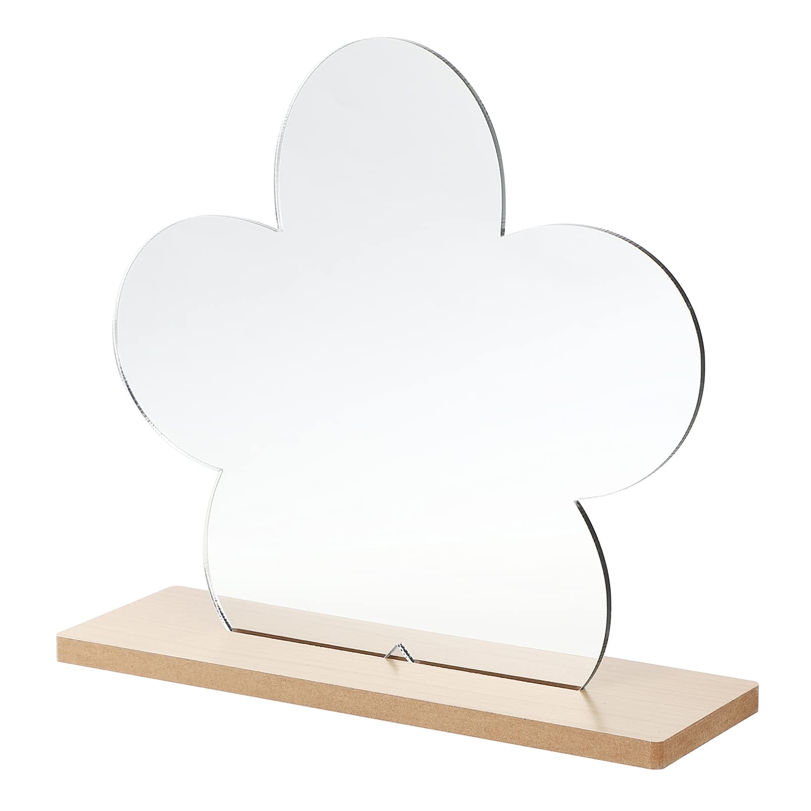 IMIKEYA Flower Shaped Adjustable Vanity Mirror with Wooden Stand - Compact Tabletop Makeup Mirror for Bedroom, Dresser & Vanity Decor (Khaki) - Perfect for Applying Makeup, Skincare & Hair Styling at Home