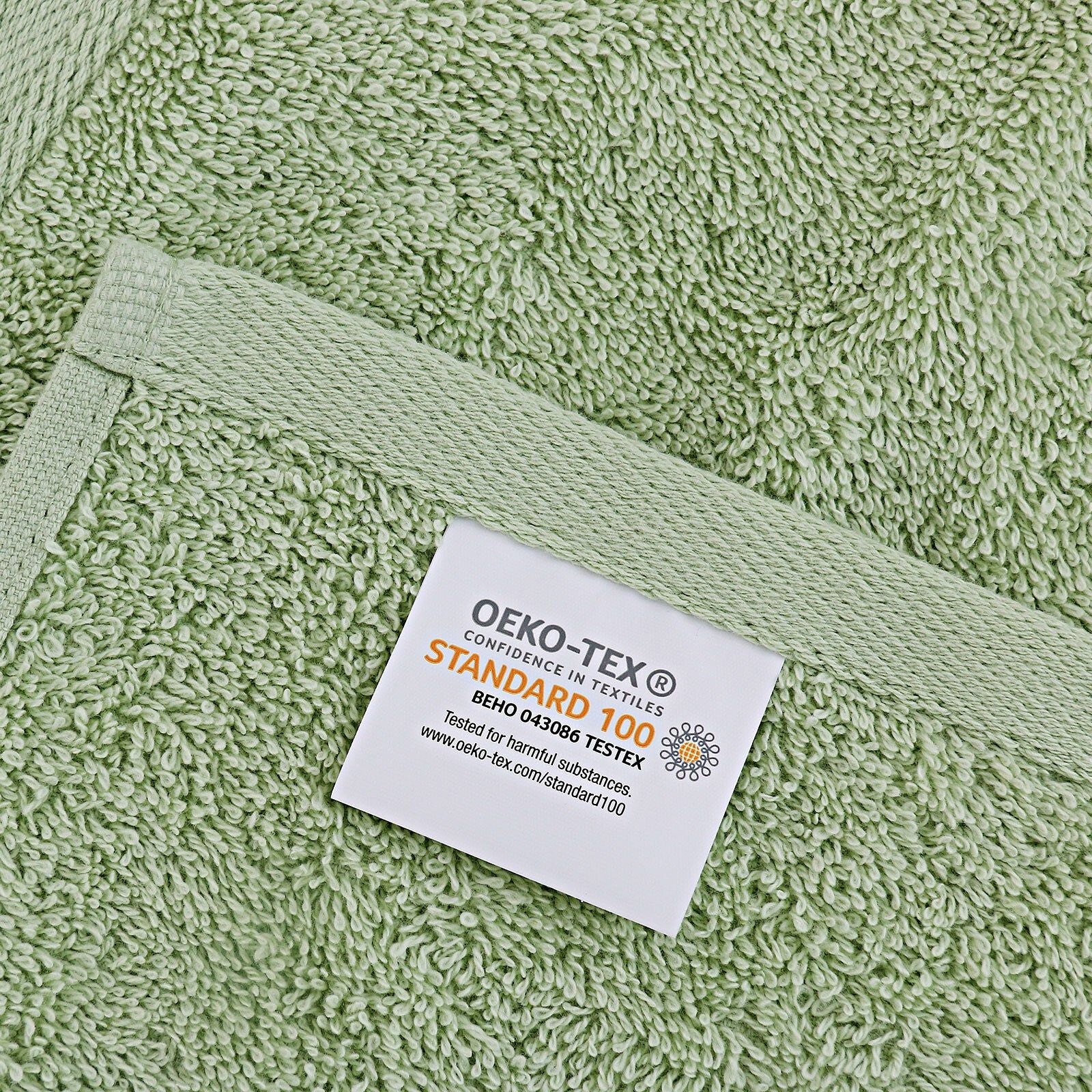 Linenland 4-Piece Cotton Bath Towel Set - Soft & Absorbent Sage Green Washcloths for Spa, Bathroom & Luxury Home Decor