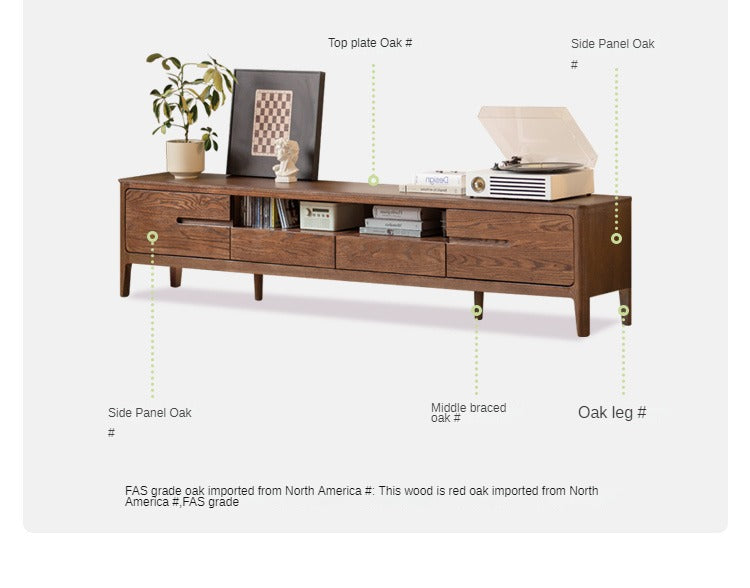 Solid Oak Wood Nordic TV Stand with Storage - Modern Living Room Entertainment Center for TV, Gaming & Media Storage