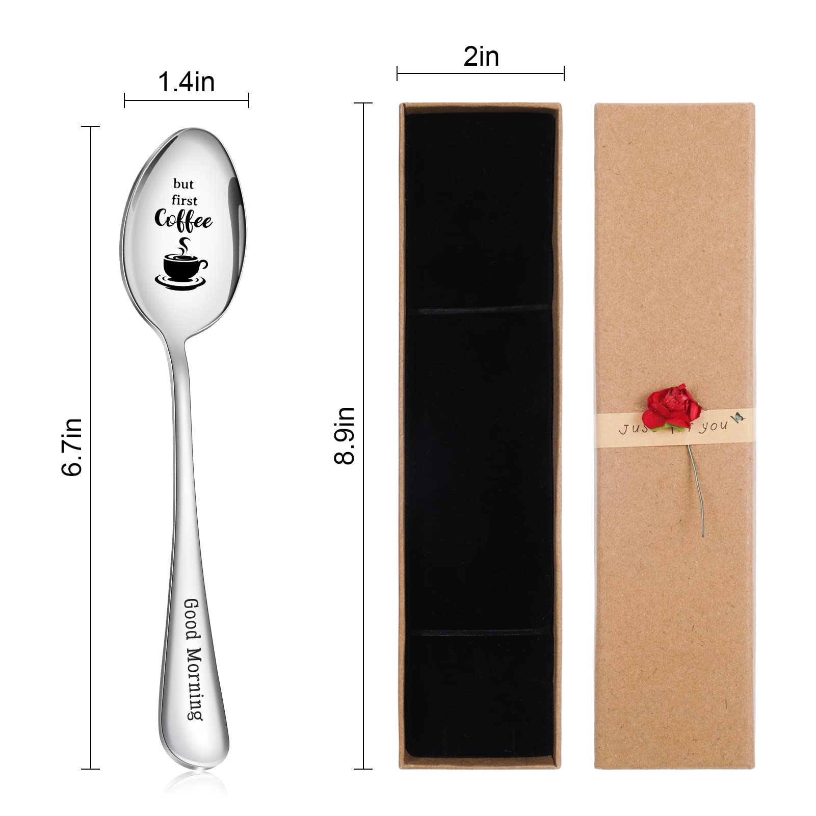 Personalized Coffee Spoons Set of 2 - Stainless Steel Engraved Name Espresso Spoons for Coffee Lovers - Unique Gift Idea for Home, Office or Cafe Use