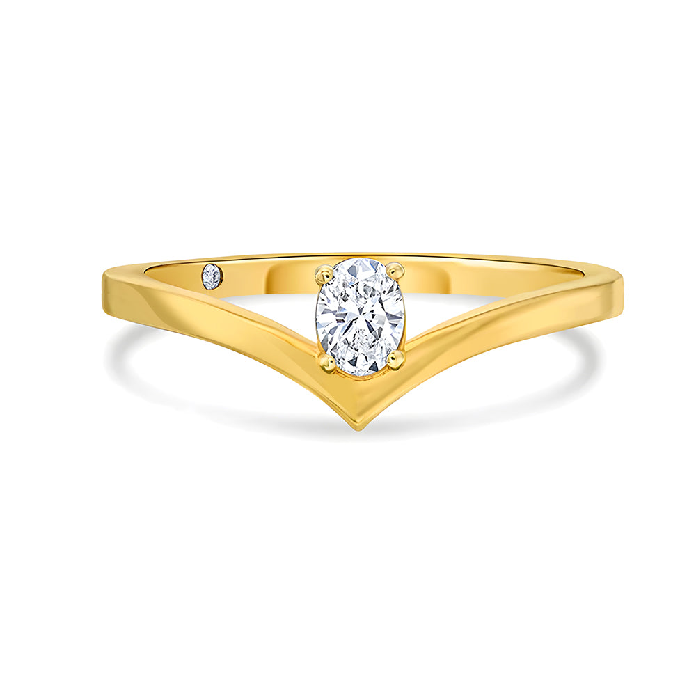Lab Grown V-Shaped Oval Solitaire Diamond Ring - Elegant Engagement & Wedding Jewelry for Women, Perfect for Proposals, Anniversaries & Special Occasions