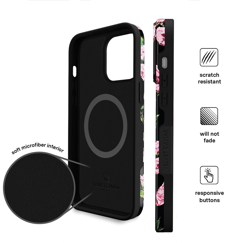 Pink Rose Floral iPhone Case - Elegant Flower Design Protective Phone Cover for iPhone 13/14/15 Pro Max - Perfect for Women, Girls, Gift Giving & Everyday Use