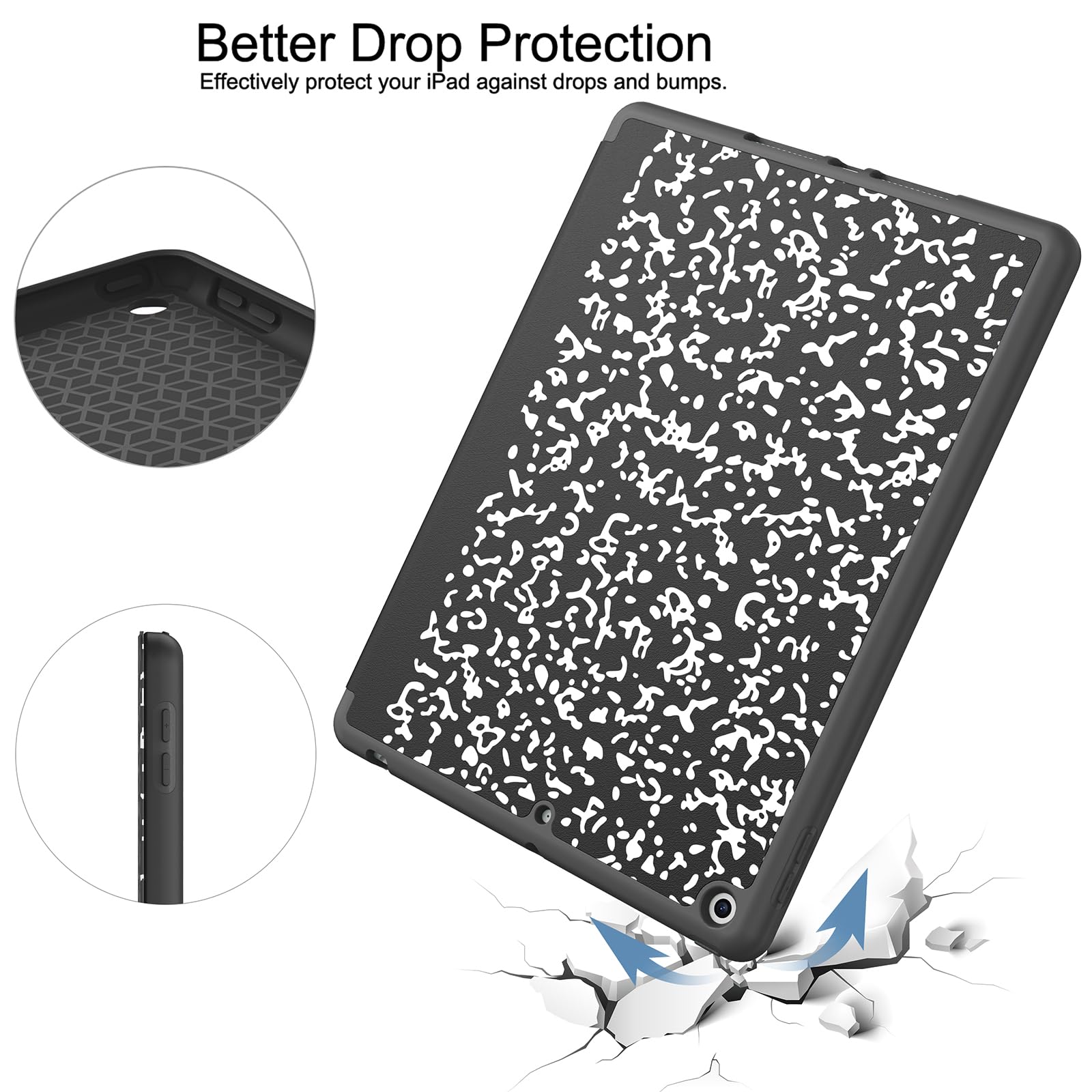 Shockproof iPad Case for 10.2 Inch iPad 9th/8th/7th Generation (2021/2020/2019) - Premium Protective Cover with Pencil Holder, Soft TPU Back & Auto Sleep/Wake | Perfect for Work, School & Travel Protection