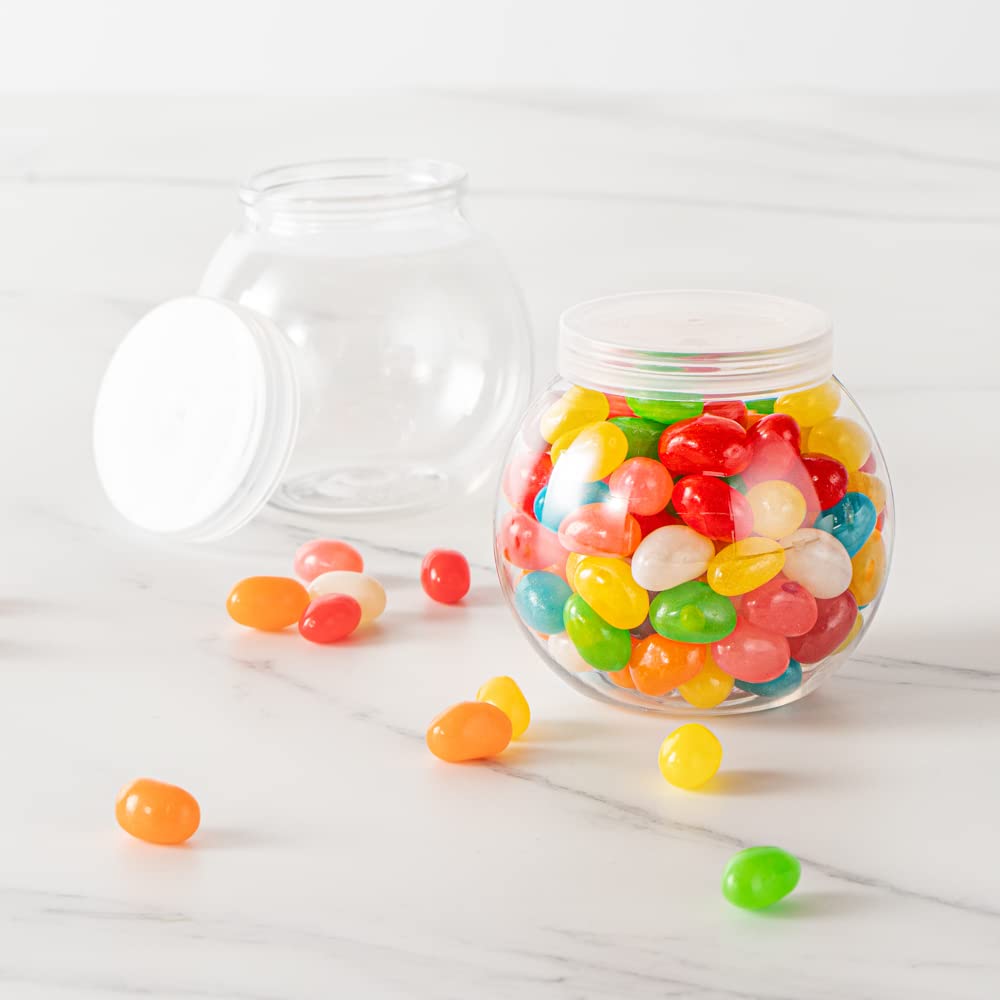 100-Pack 3oz Disposable Plastic Candy Jars with Snap-On Lids - Clear Bulbous Design for Yogurt, Parfait, Snacks, Spices & Desserts | Perfect for Party Favors, Wedding Decor, Candy Buffets & Small Food Storage