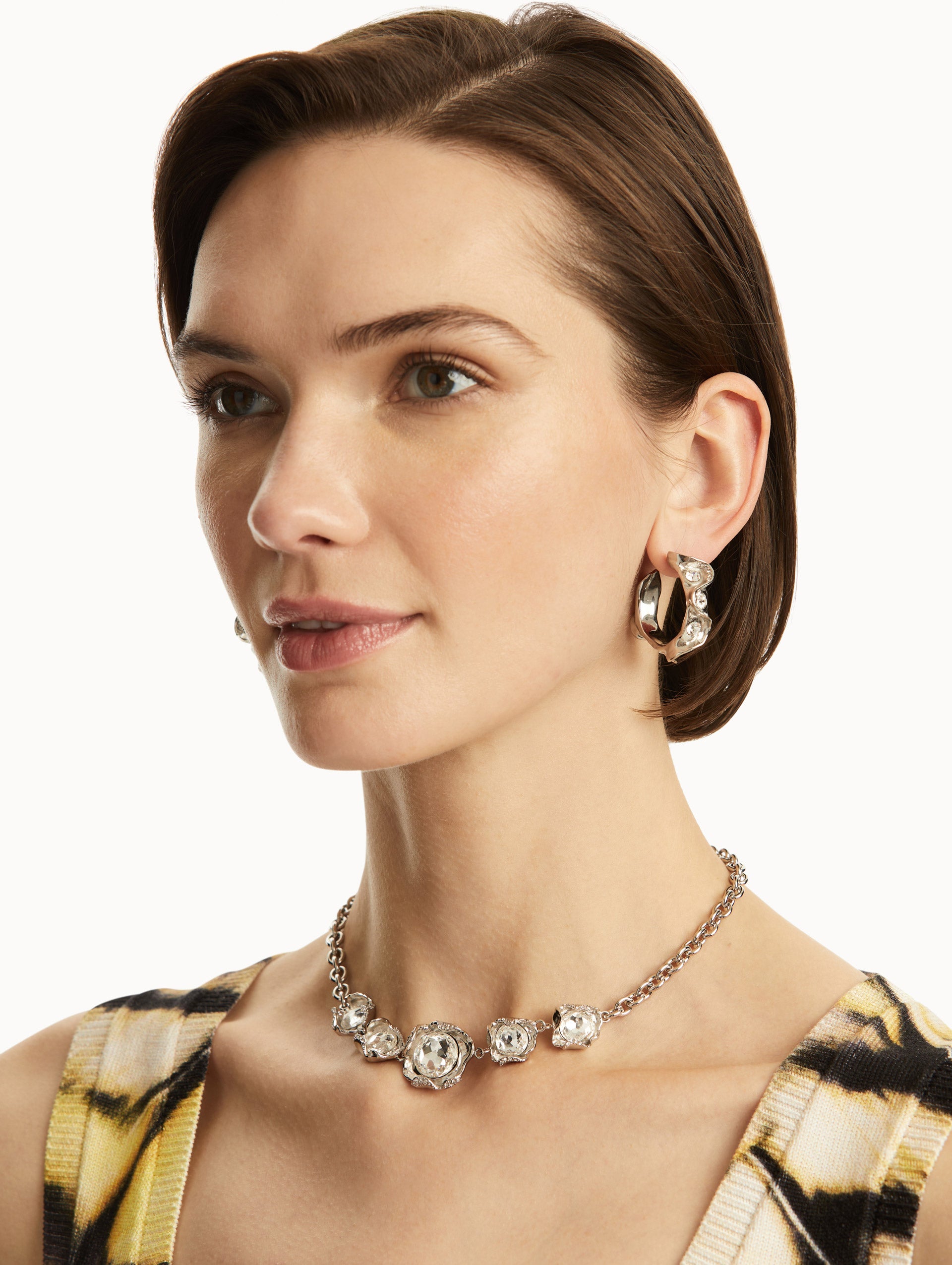 Crystal Nest Hoop Earrings for Women - Elegant Gold Plated Dangle Earrings for Everyday Wear | Perfect for Parties, Weddings & Office Outfits