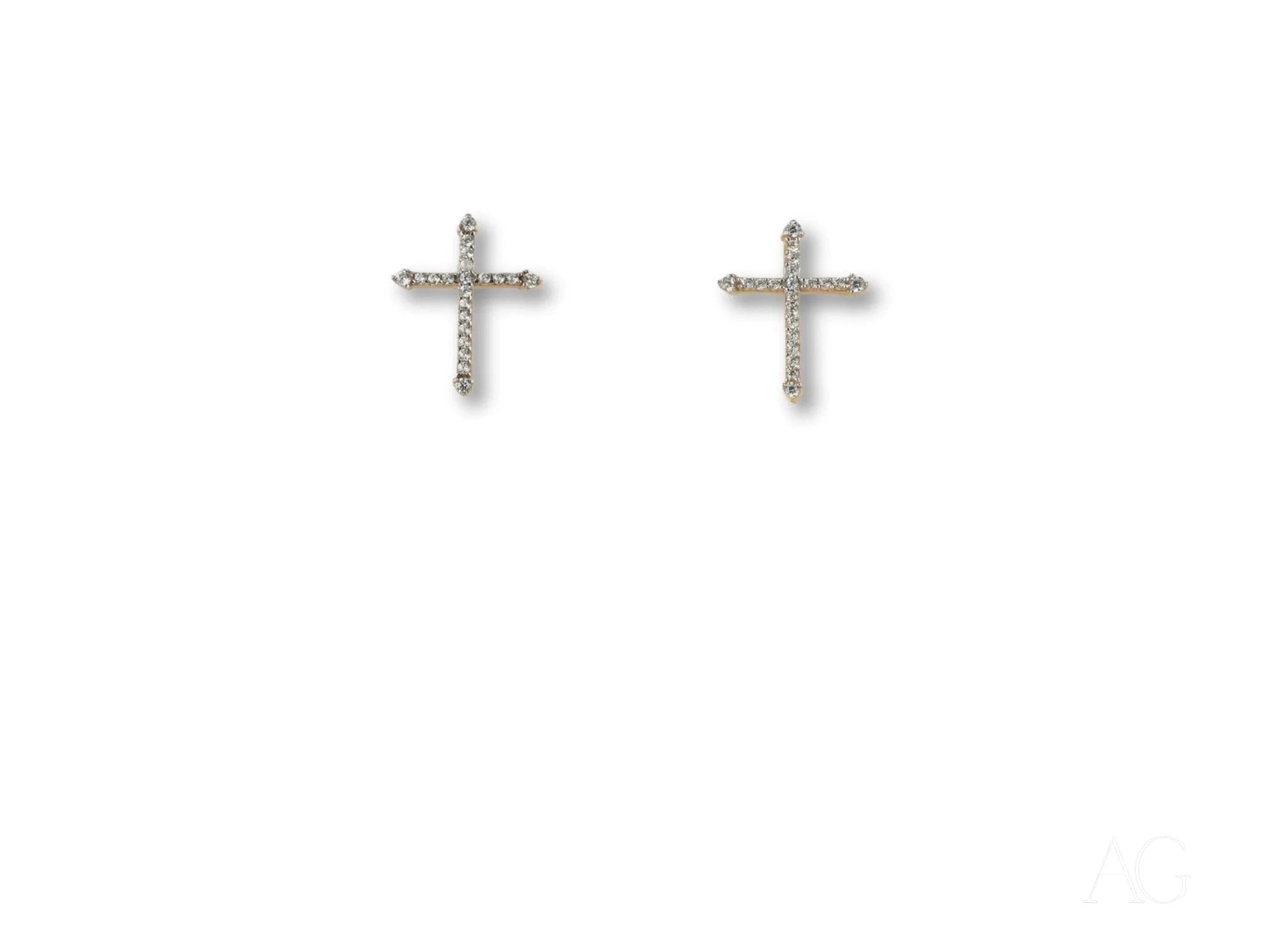 18K Gold Cross CZ Stud Earrings for Women - Sparkling Cubic Zirconia Religious Jewelry - Perfect for Church, Weddings & Everyday Wear
