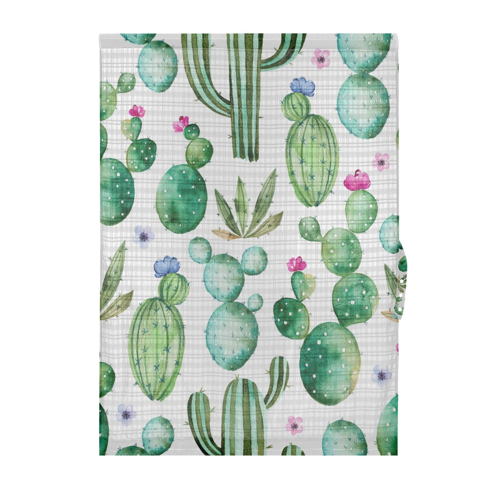 Tropical Cactus Glass Door Curtain for Entry, French Doors & Windows - Farmhouse Decor for Dorm, Nursery
