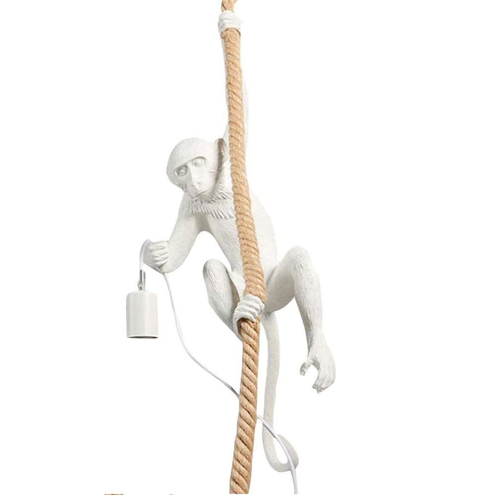 TBVECHI Vintage Monkey Light - Modern Wall & Table Lamp with E27 Socket, Creative Pendant Lighting for Dining Room, Living Room, Bedroom, Bar & Cafe Decor | White Hanging Fixture for Home & Commercial Spaces