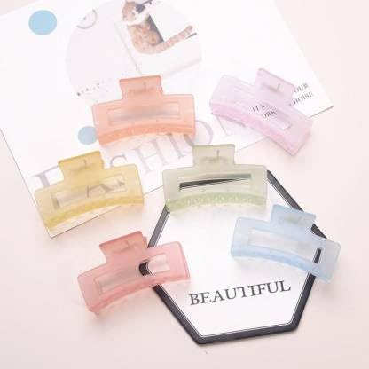 Eurohaus 6-Piece Multicolor Hair Claw Clips for Women - Watercolor Hair Clutchers for Ponytails, Buns & Updos - Perfect for Daily Use, Work & Special Occasions