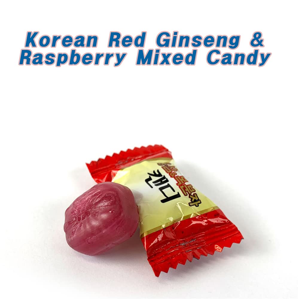 Premium Korean Red Ginseng & Raspberry Sweetie Candy - Authentic Korean Flavor, Natural Energy Boost, Healthy Snack for Workouts, Study & Daily Wellness