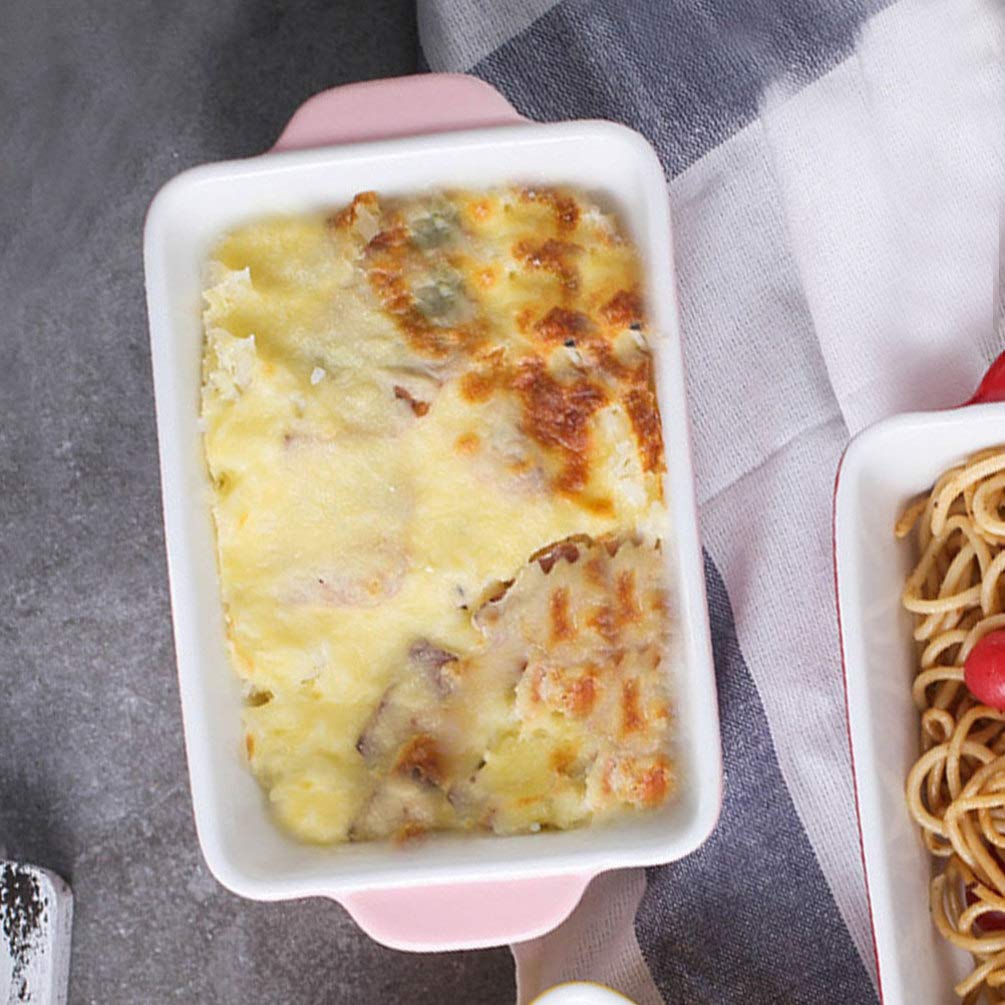 Nonstick Ceramic Baking Pan with Handle - Rectangular Casserole Dish for Oven & Microwave, Pink Ceramic Bakeware - Perfect for Casseroles, Lasagna & Brownies