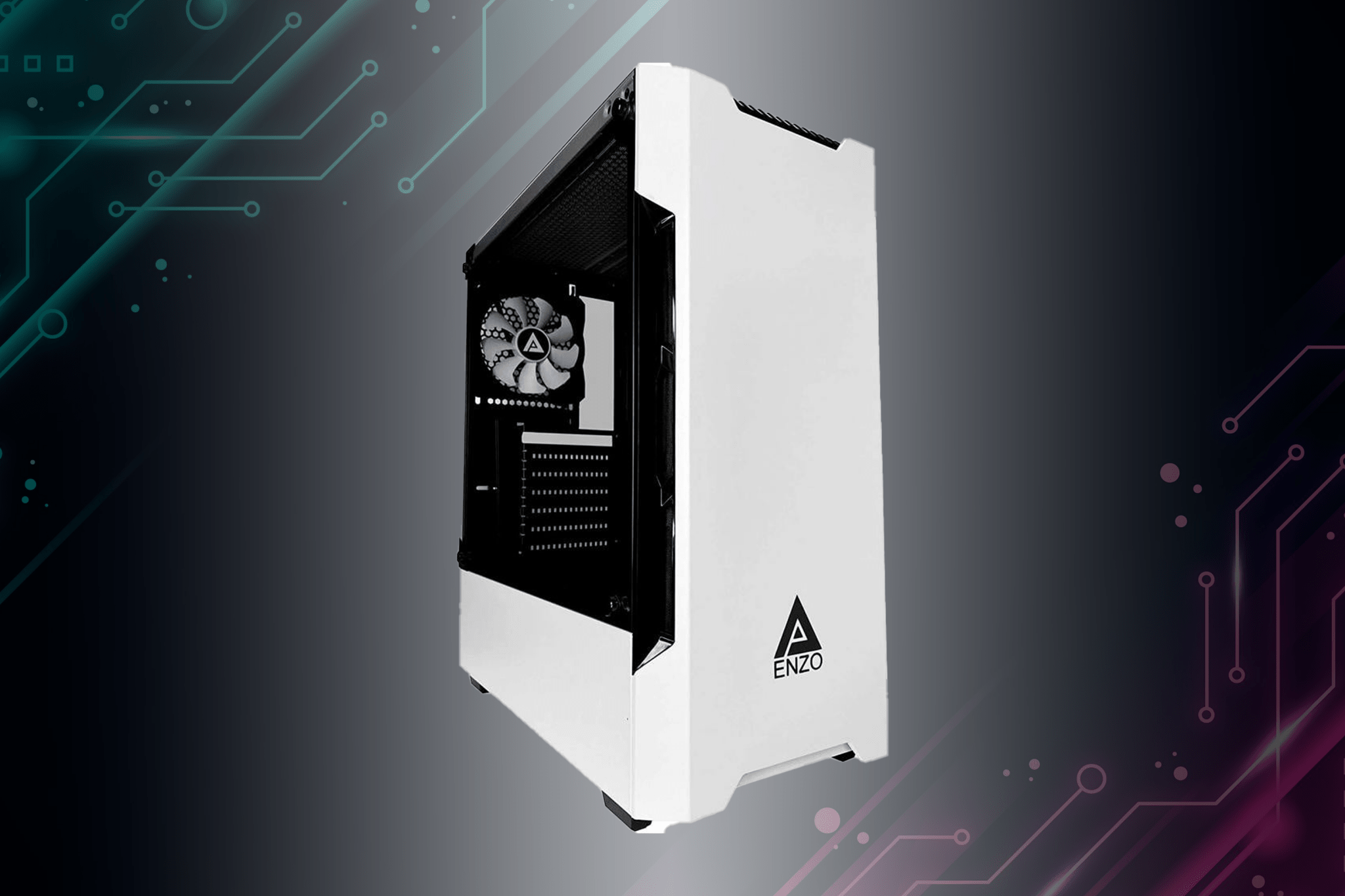 Apevia ENZO WH Mid Tower Gaming PC Case - High Airflow Tempered Glass Design for Ultimate Gaming Setup & Streaming