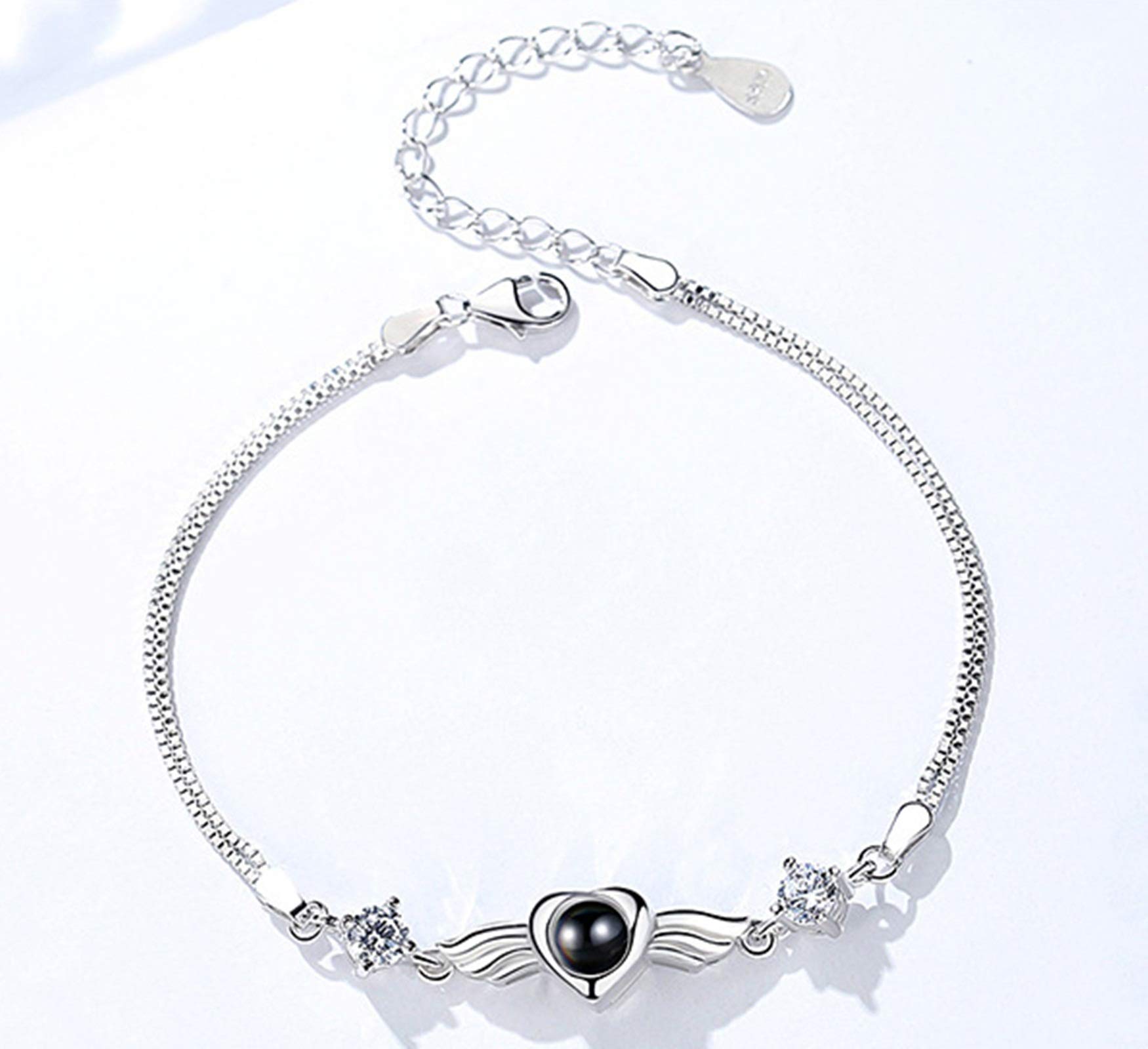 KnSam Silver Wing Heart Bracelet - 'I Love You' in 100 Languages - Romantic Birthday Gift for Women, Girlfriend, Wife | Perfect for Anniversaries, Valentine's Day & Special Occasions