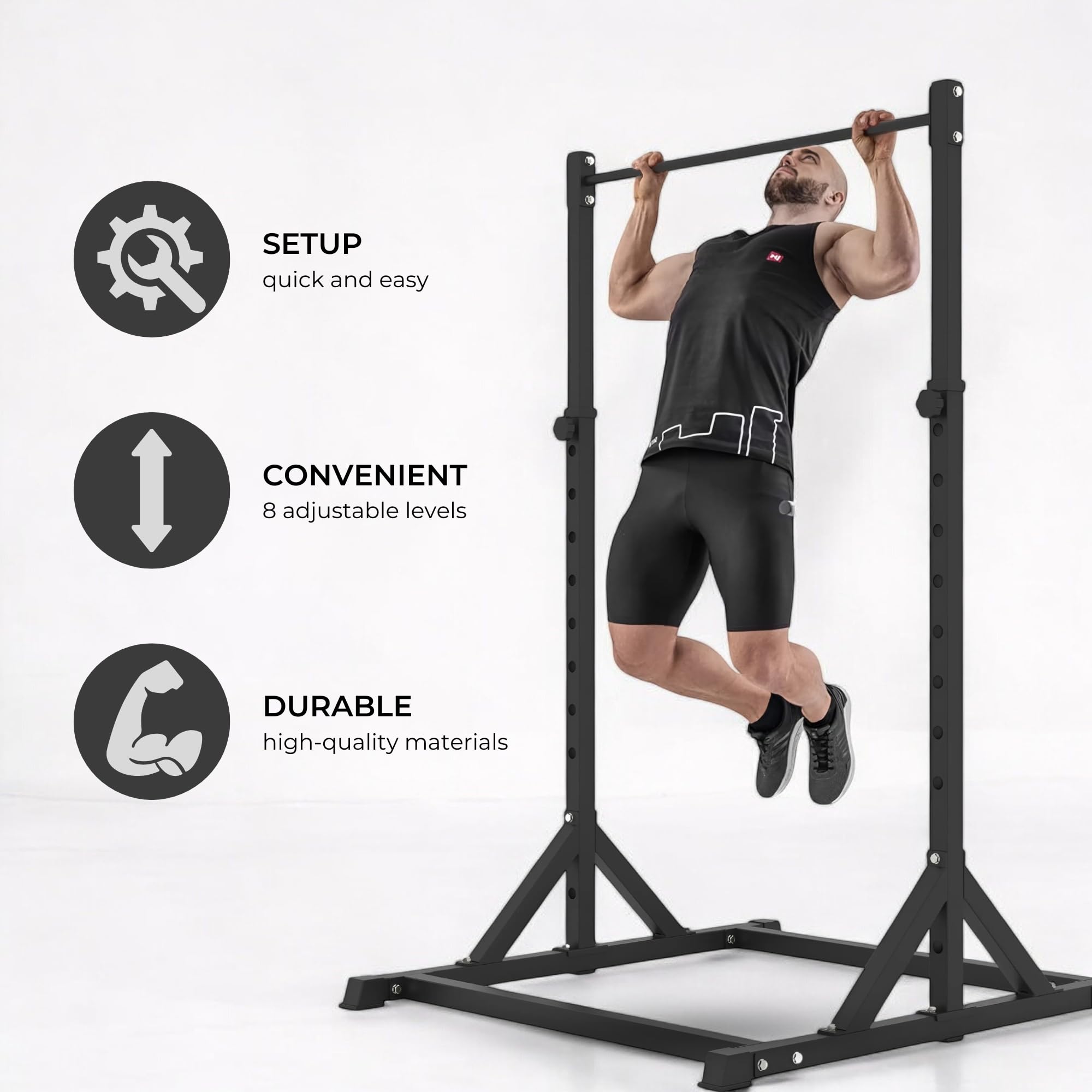 HANZO Portable Power Tower - Adjustable Pull Up Bar for Home Gym, Strength Training Equipment for Full Body Workout | Perfect for Home Fitness, Calisthenics & Cross Training