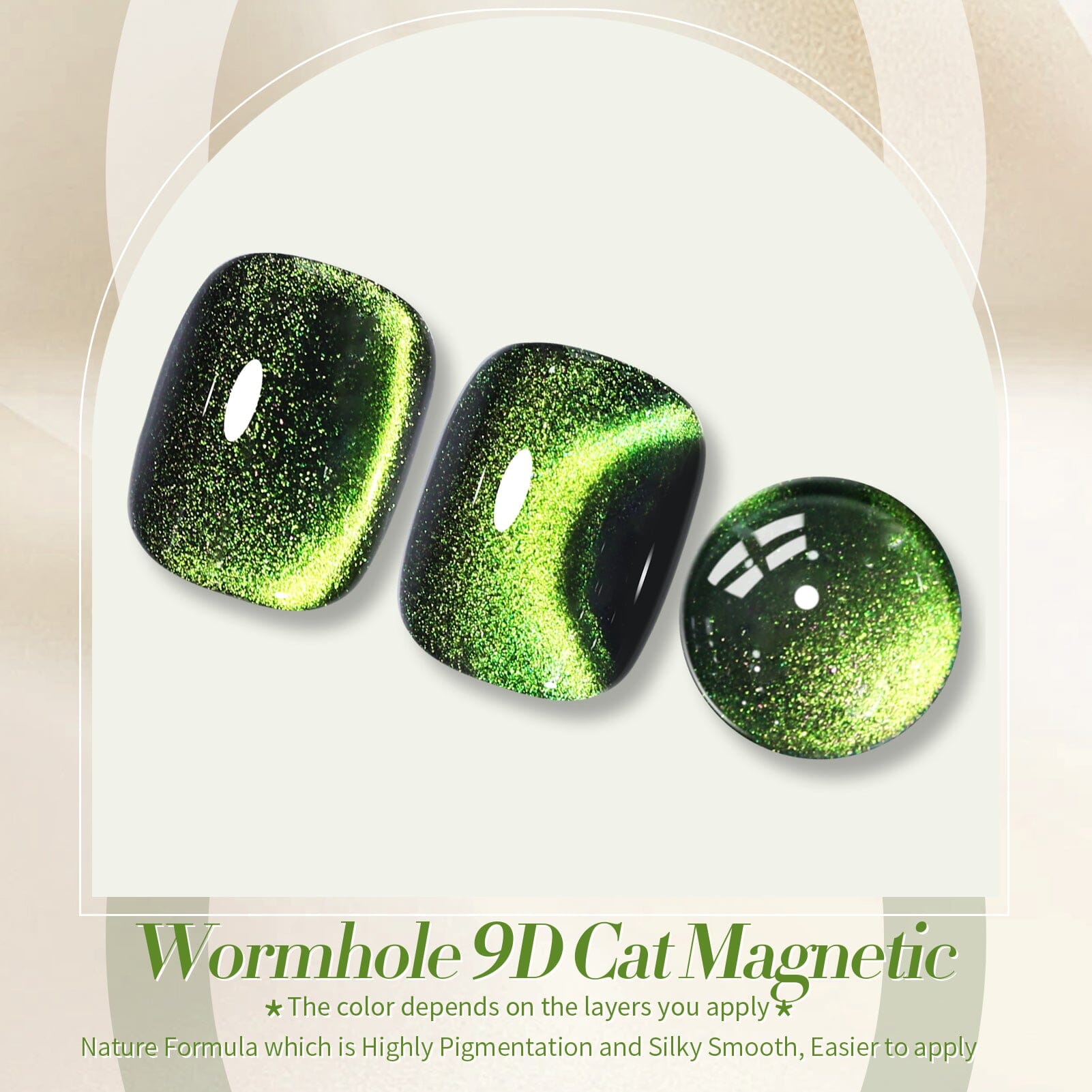 Green Cat Magnetic Gel Polish MY34 Wormhole Effect - 15ml Nail Polish for Salon & Home Manicure - Long Lasting UV LED Gel Nail Art Design