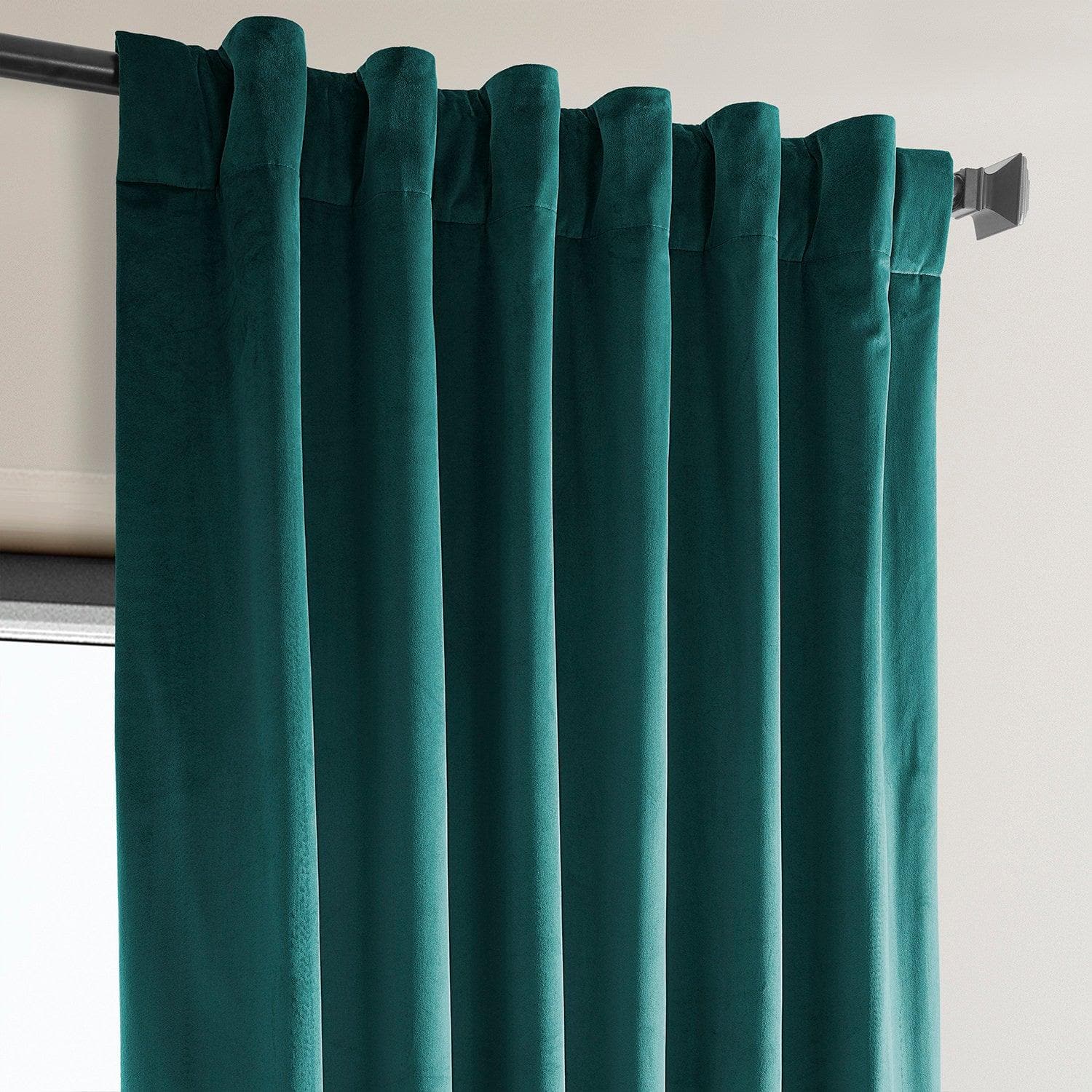Deep Sea Teal Heritage Plush Velvet Blackout Curtains for Bedroom - Thermal Insulated Noise Reducing Window Drapes for Living Room & Nursery