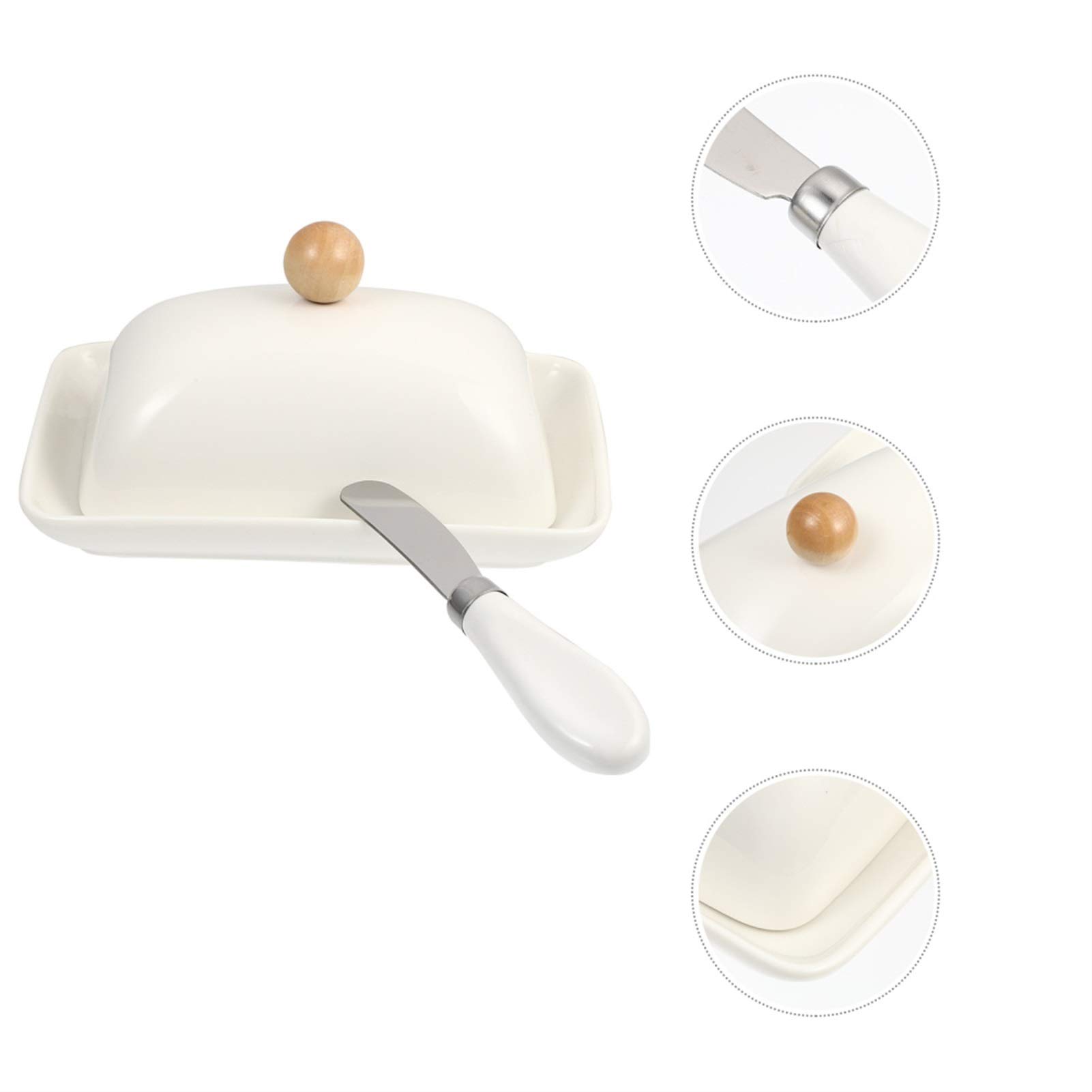 Premium Ceramic Butter Dish with Lid - Elegant Butter Keeper & Cheese Storage Container for Countertop - Perfect for Spreading, Serving Desserts & Keeping Butter Fresh (White) - Ideal for Kitchens, Bakeries & Breakfast Tables