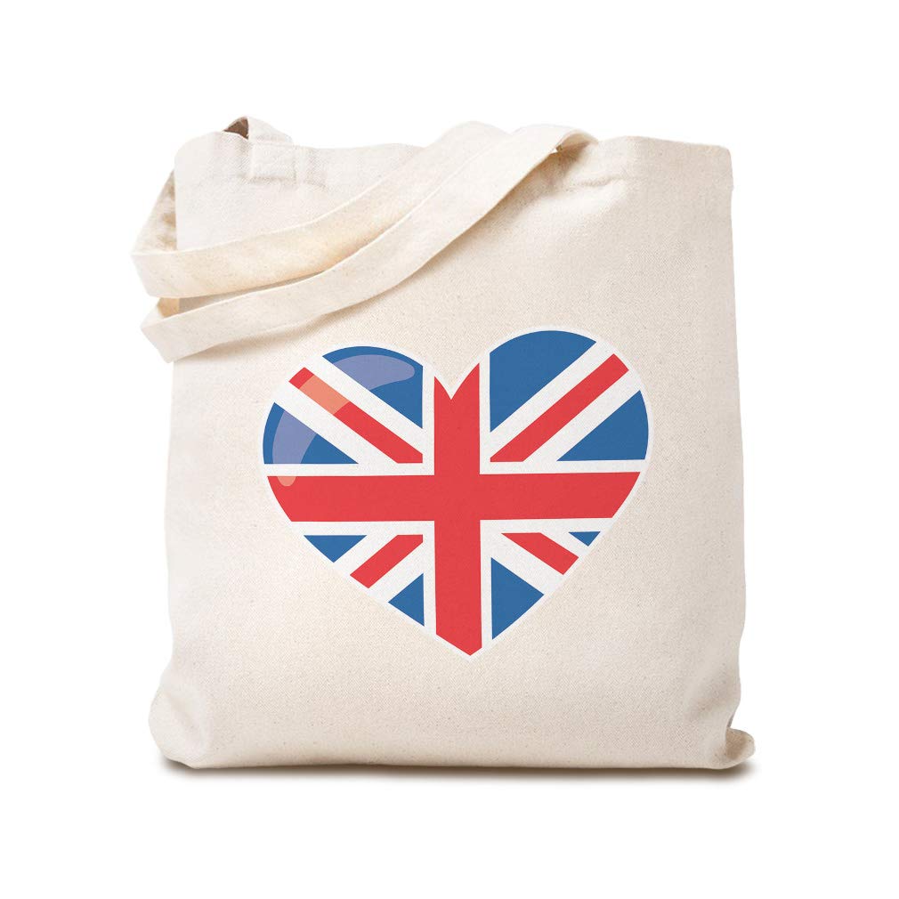 Custom Canvas Tote Bag - Reusable Eco-Friendly Shopping Bag with British Flag Design, London Doll & Girly Print - Perfect for Groceries, Beach Trips & Kids' Daily Use