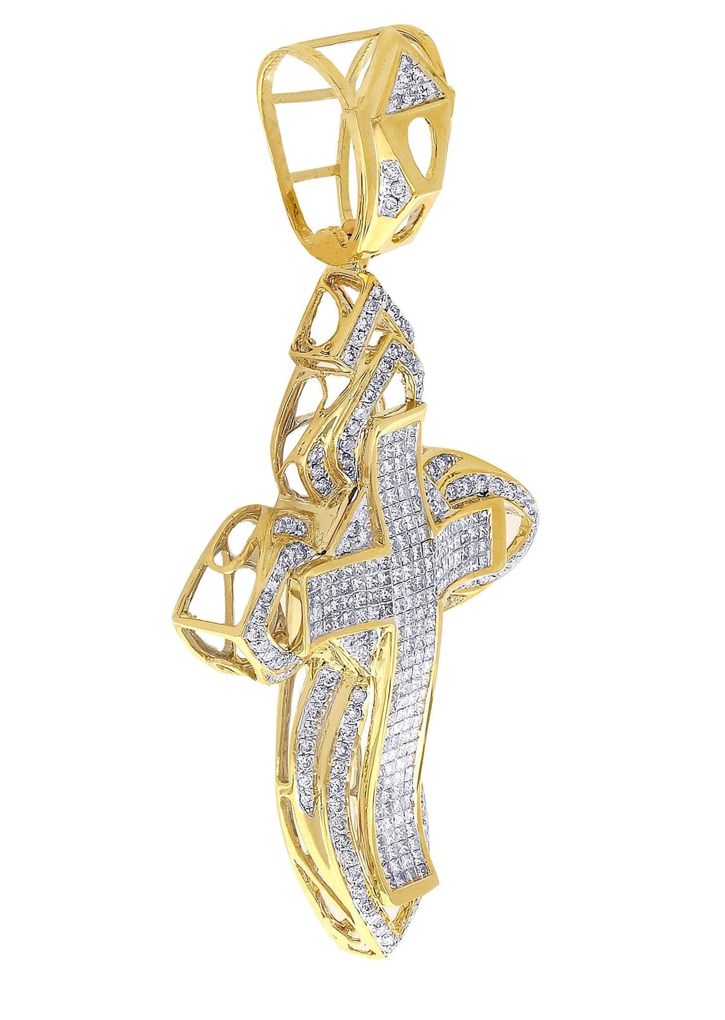 3.36 Carat Diamond Cross Pendant Necklace - 16.76 Grams Solid Gold Religious Jewelry for Women & Men - Perfect for Baptism, First Communion, Confirmation & Everyday Wear