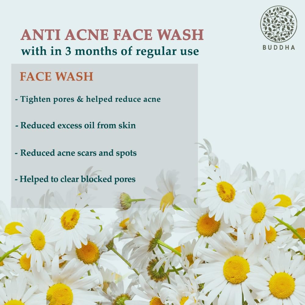 Buddha Natural Anti Acne Face Wash (200ml) - Ayush Certified Acne Treatment for Oily Skin | Deep Cleansing, Hydration & Clear Skin Care | Perfect for Daily Skincare Routine & Teen Acne Prevention