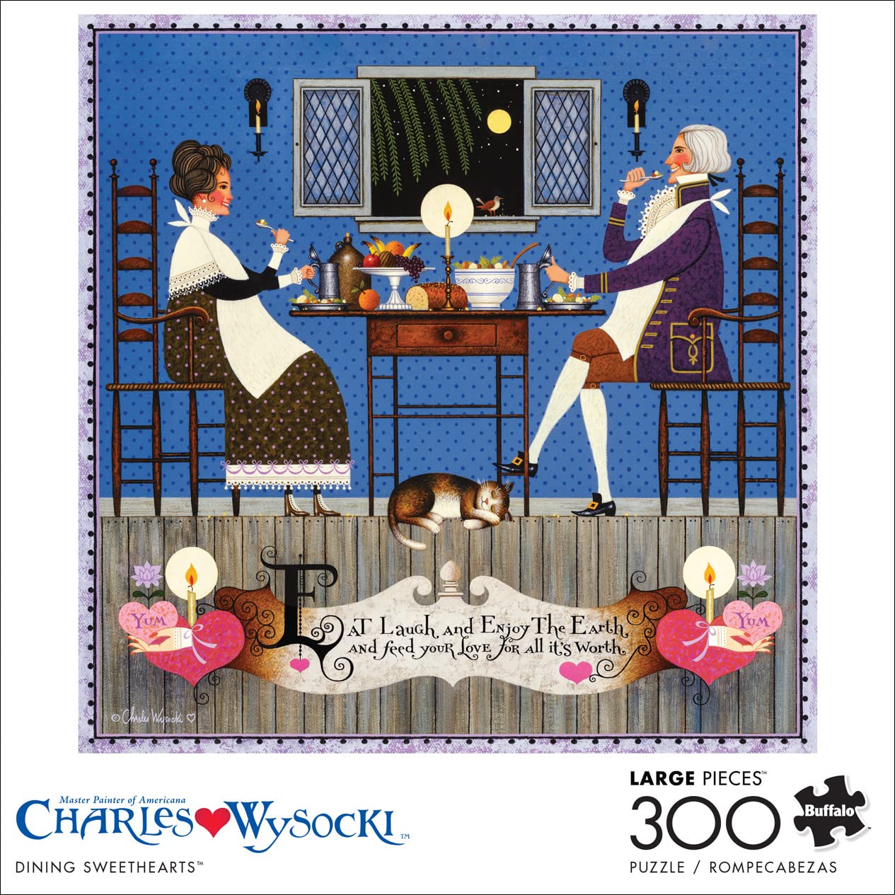 Buffalo Games Charles Wysocki Dining Sweethearts 300 Piece Jigsaw Puzzle for Adults - Challenging Puzzle Game for Family Game Nights & Relaxation - Finished Size 21.25