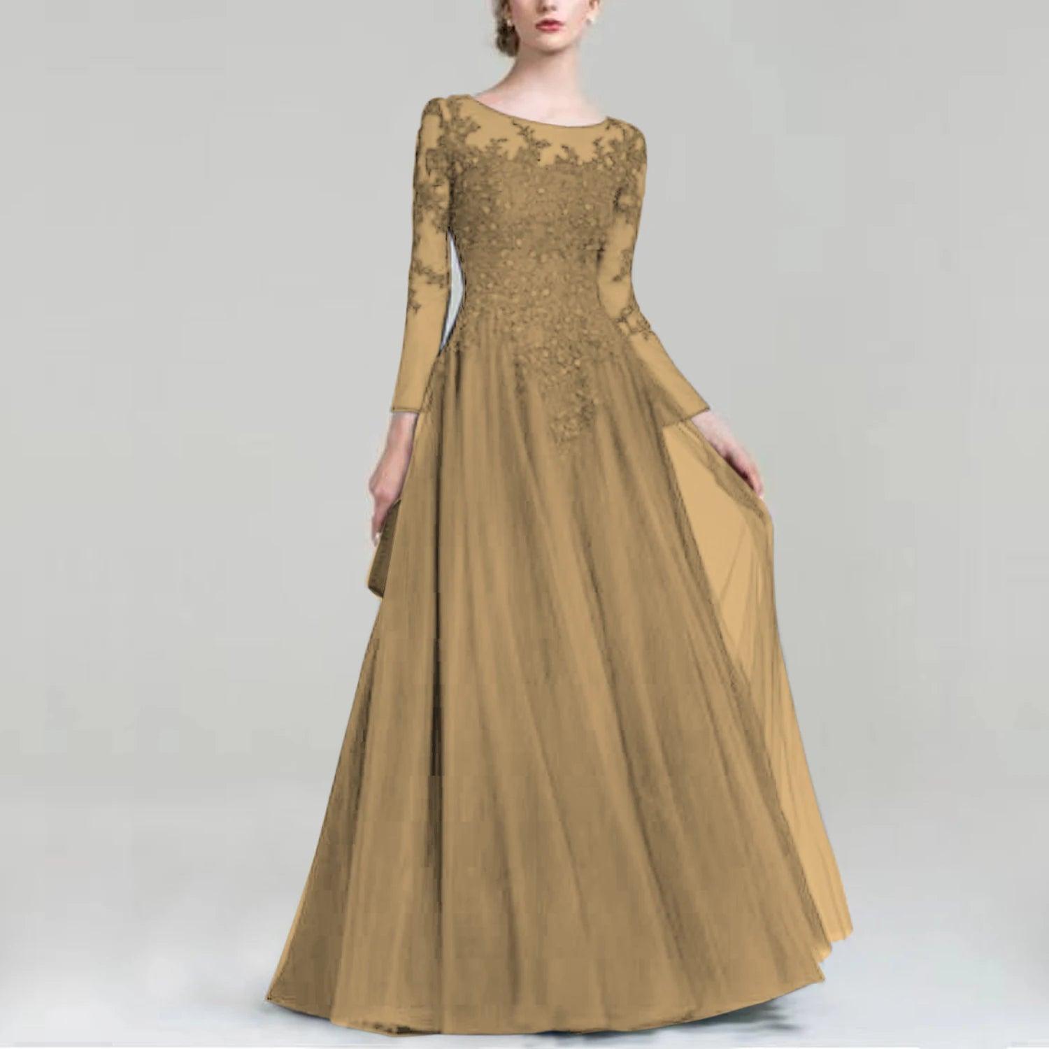 Elegant Tulle Scoop Neck Mother of Bride Dress with Sparkling Sequins - Perfect for Weddings, Formal Events & Special Occasions
