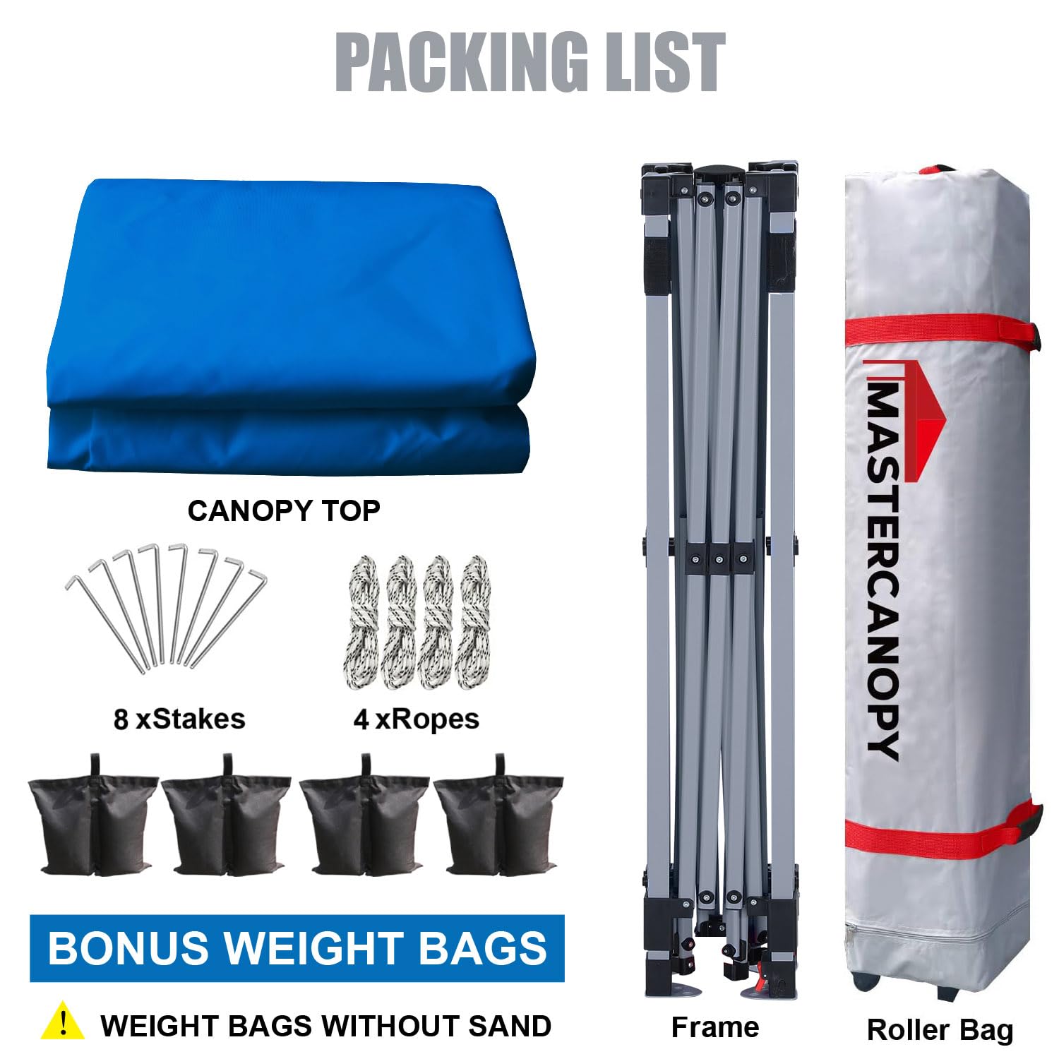 MASTERCANOPY Heavy-Duty Pop-Up Canopy Tent with Carry Bag - Blue | Perfect for Outdoor Events, Camping, Beach Parties & Tailgating