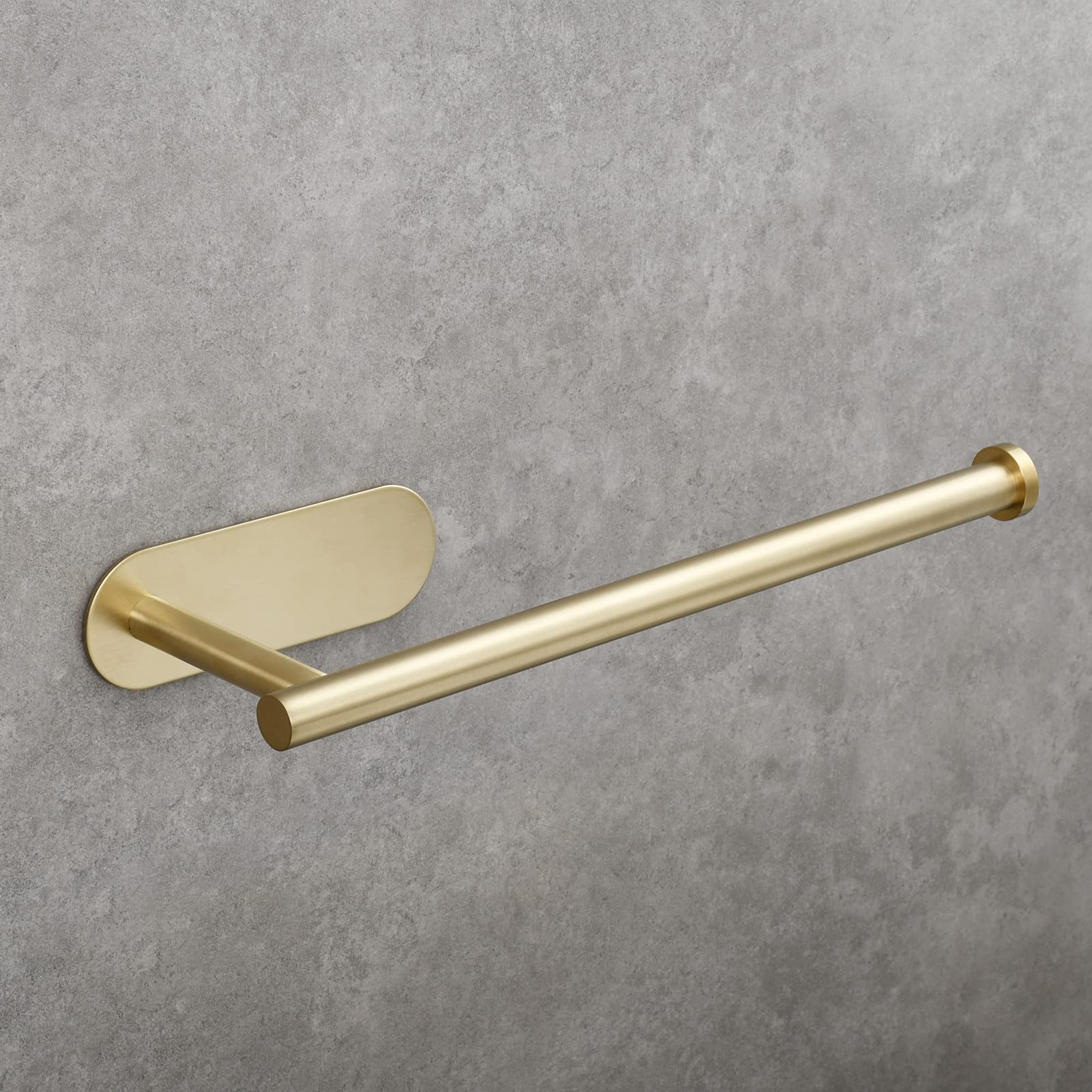 Stainless Steel Adhesive Towel Holder & Toilet Paper Roll Holder - Brushed Gold Finish for Bathroom & Toilet - Holds 2 Rolls - Space Saving Wall Mount Design for Small Bathrooms, RVs & Apartments