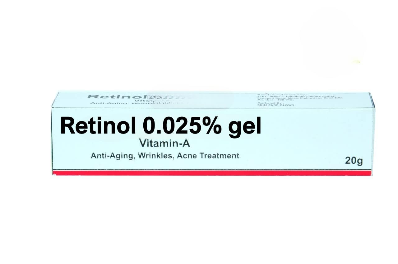 Retinol Gel 0.025% Vitamin A - Anti-Aging Face Treatment for Fine Lines & Wrinkles, Skin Tightening Cream, 20g - Perfect for Nighttime Skincare Routine & Mature Skin Care