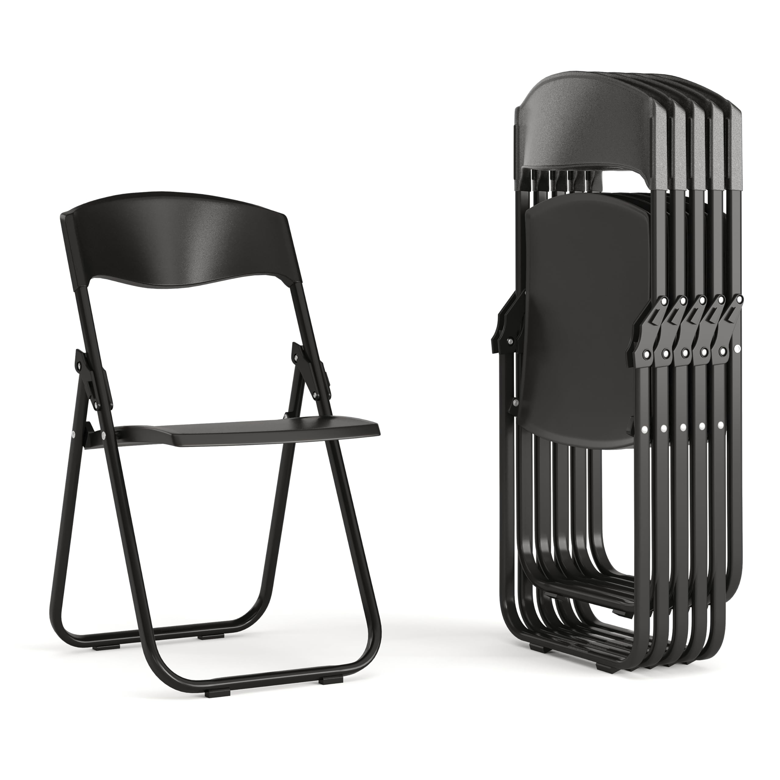Flash Furniture 6-Pack HERCULES Series Heavy Duty Black Plastic Folding Chairs - 500 lb Capacity, Built-in Ganging Brackets - Perfect for Events, Parties, Banquets and Outdoor Gatherings