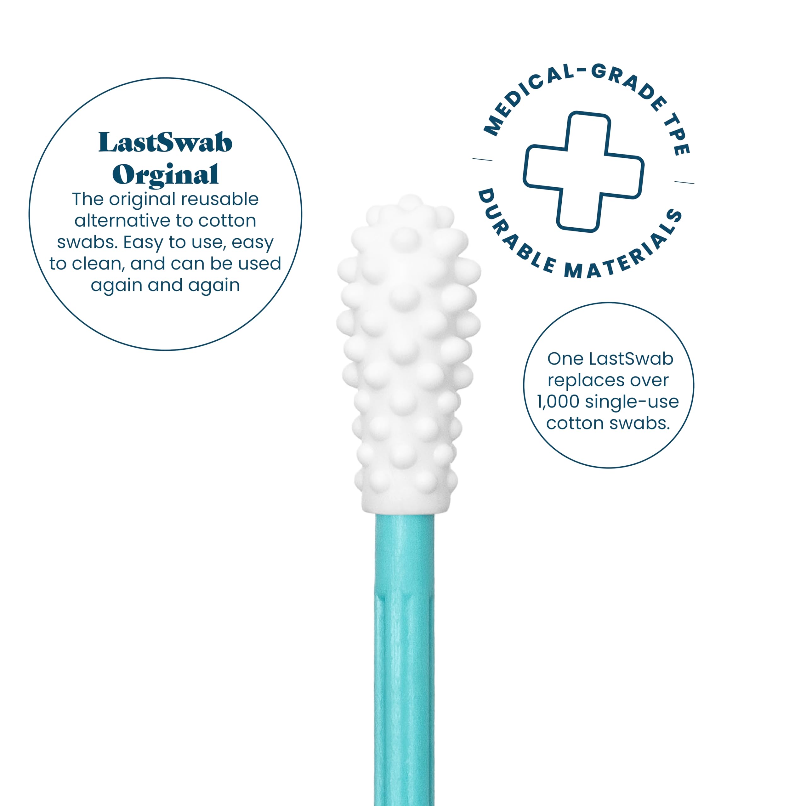 LastSwab® Reusable Cotton Swabs for Ear Cleaning - Eco-Friendly Alternative to Disposable Q-Tips - Washable & Hygienic - Includes Travel Case (Blue) - Perfect for Travel, Home & On-the-Go Hygiene
